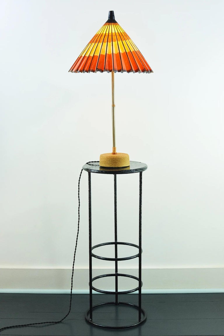 'World's Fair' Bamboo Lamp with Upcycled Parasol Shade by Christopher