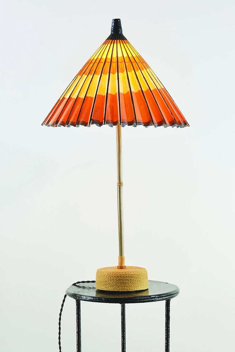 'World's Fair' Bamboo Lamp with Upcycled Parasol Shade by Christopher