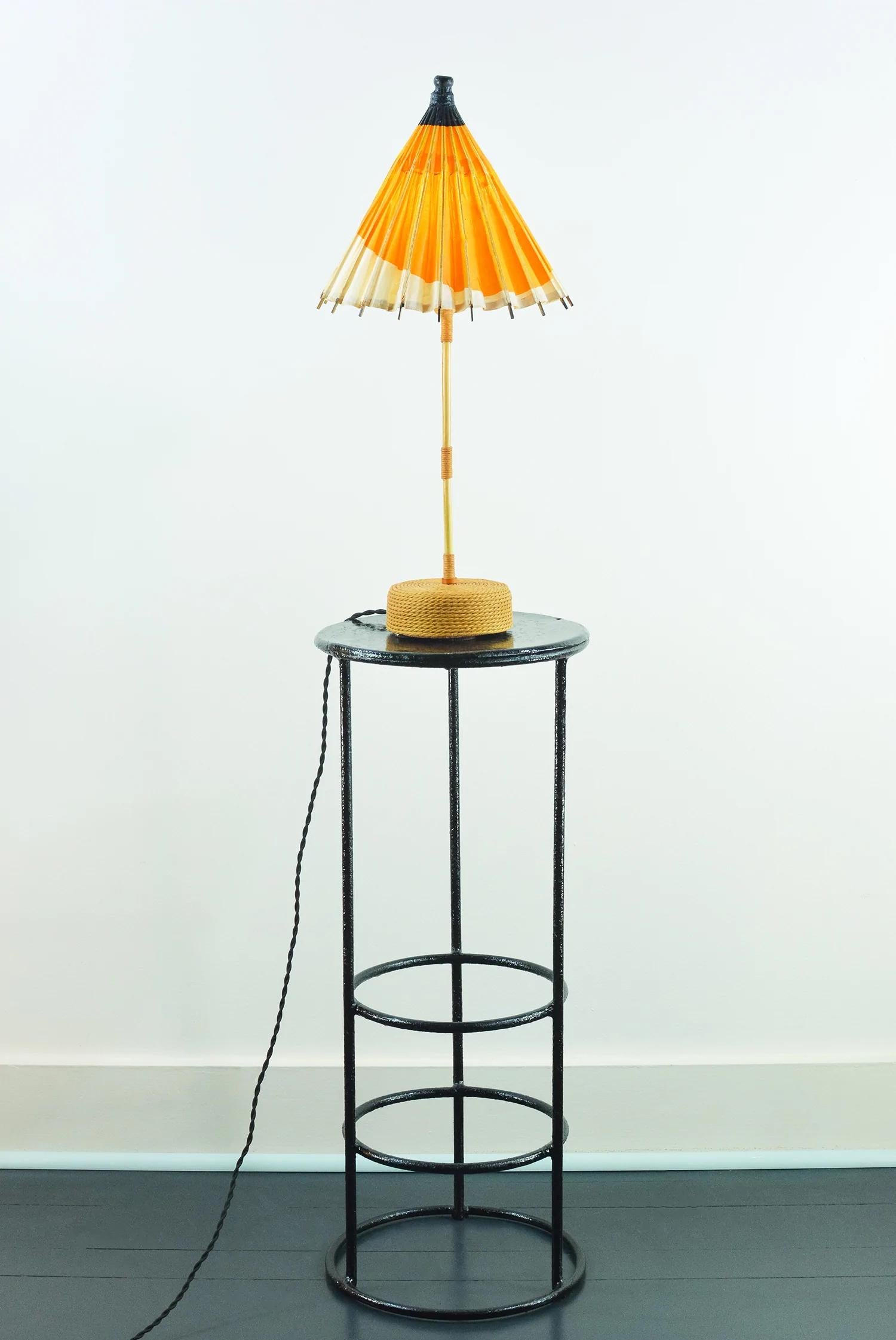 Art Deco 'World's Fair' Bamboo Cocktail Lamp with Parasol Shade by Christopher Tennant
