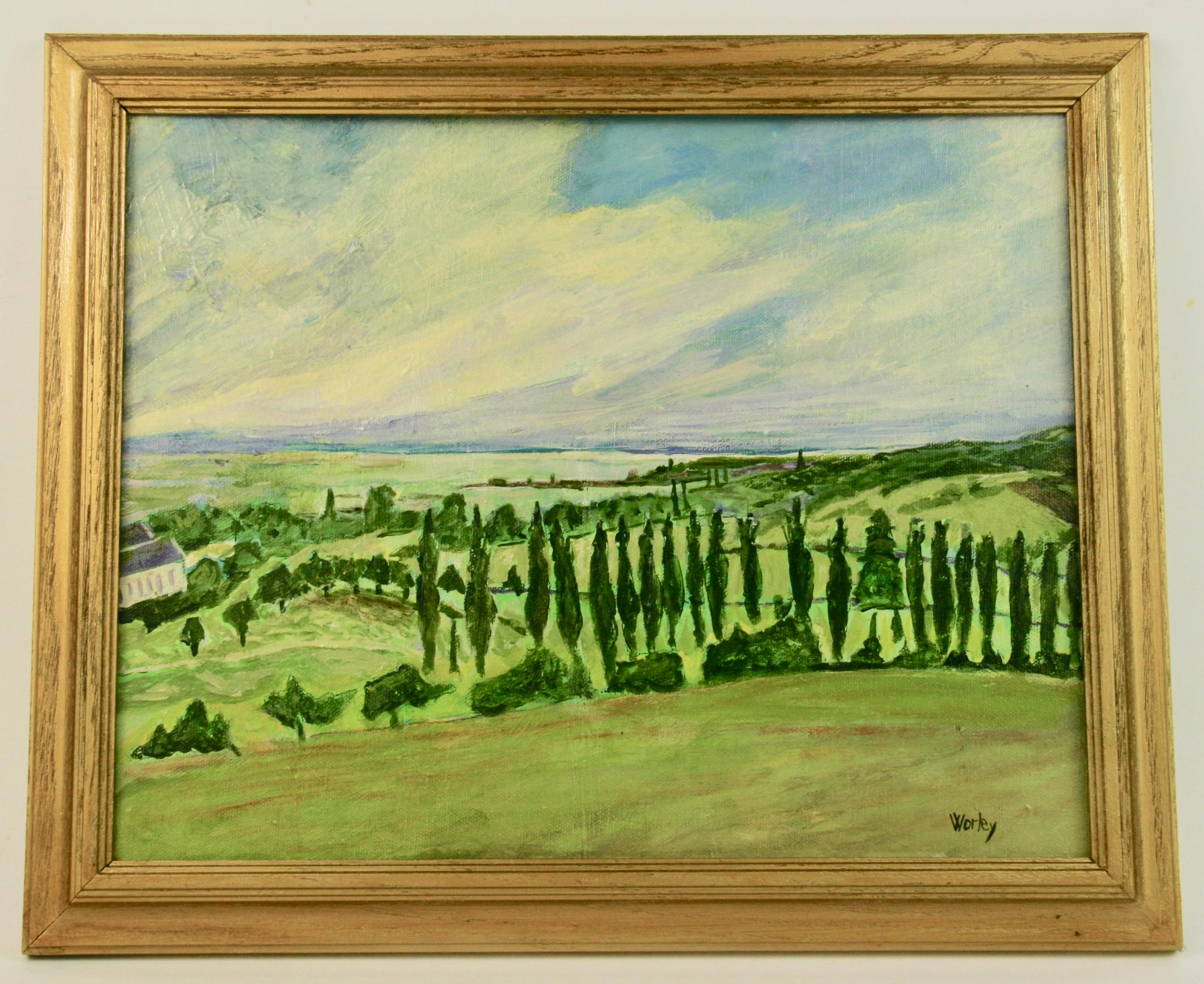 Landscape Painting Worley - Paysage impressionniste Val D'Orcia, Toscane
