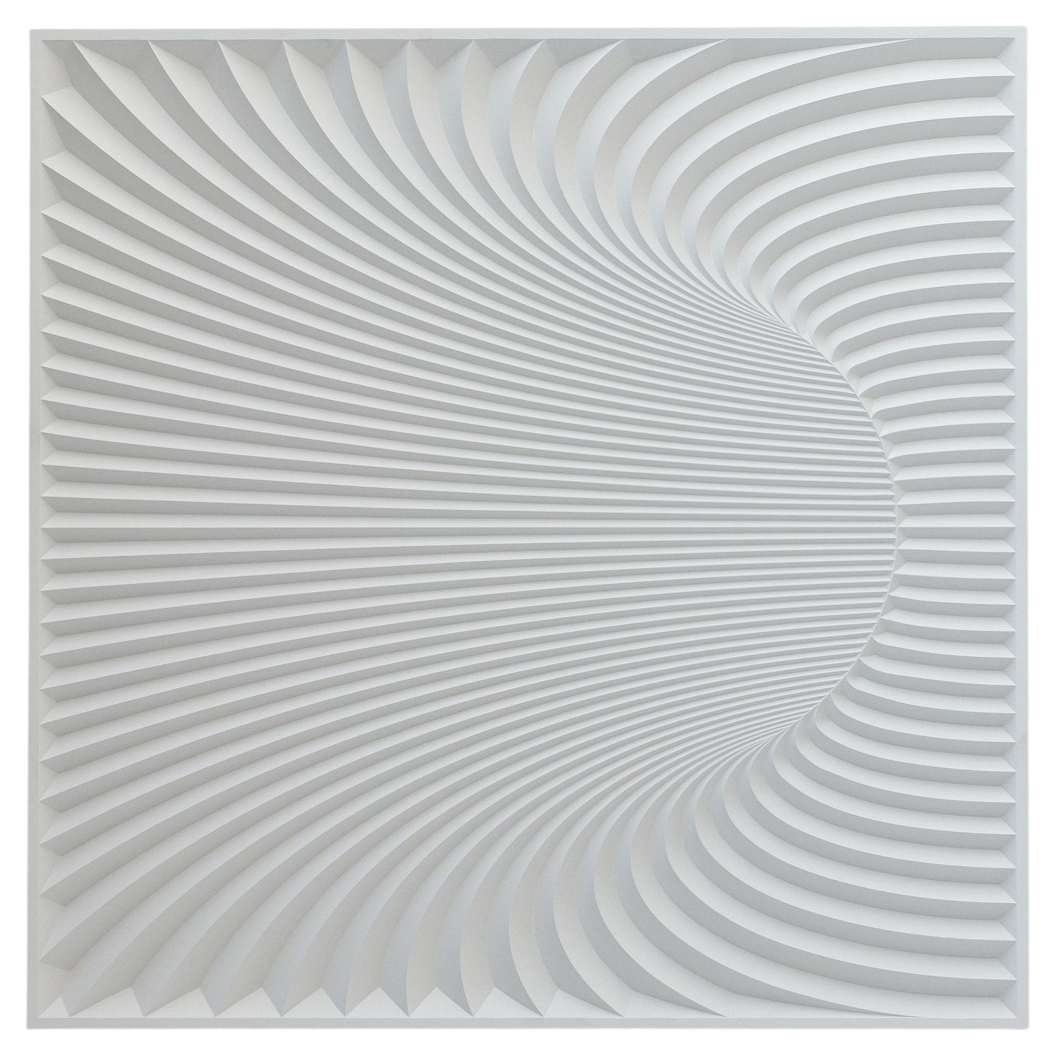 Wormhole Nr. 02.1 Wall Panel in White Flocked Pressed Wood by Arno Hoogland For Sale