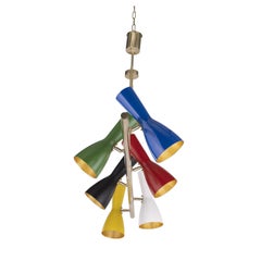 Wormhole Sechs-Licht Multicolor Messing Kronleuchter