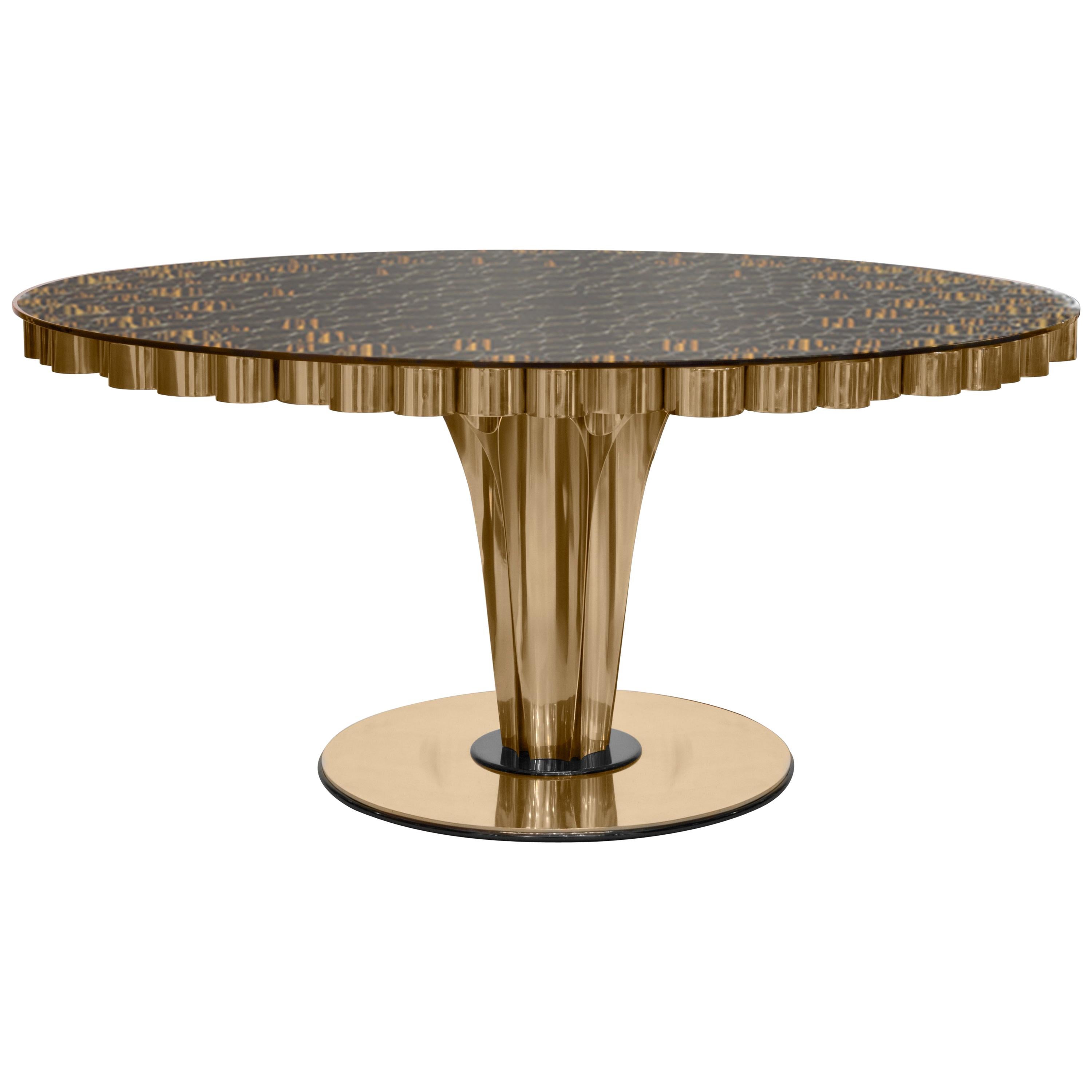 Wormley Dining Table in Brass and Clear Glass For Sale