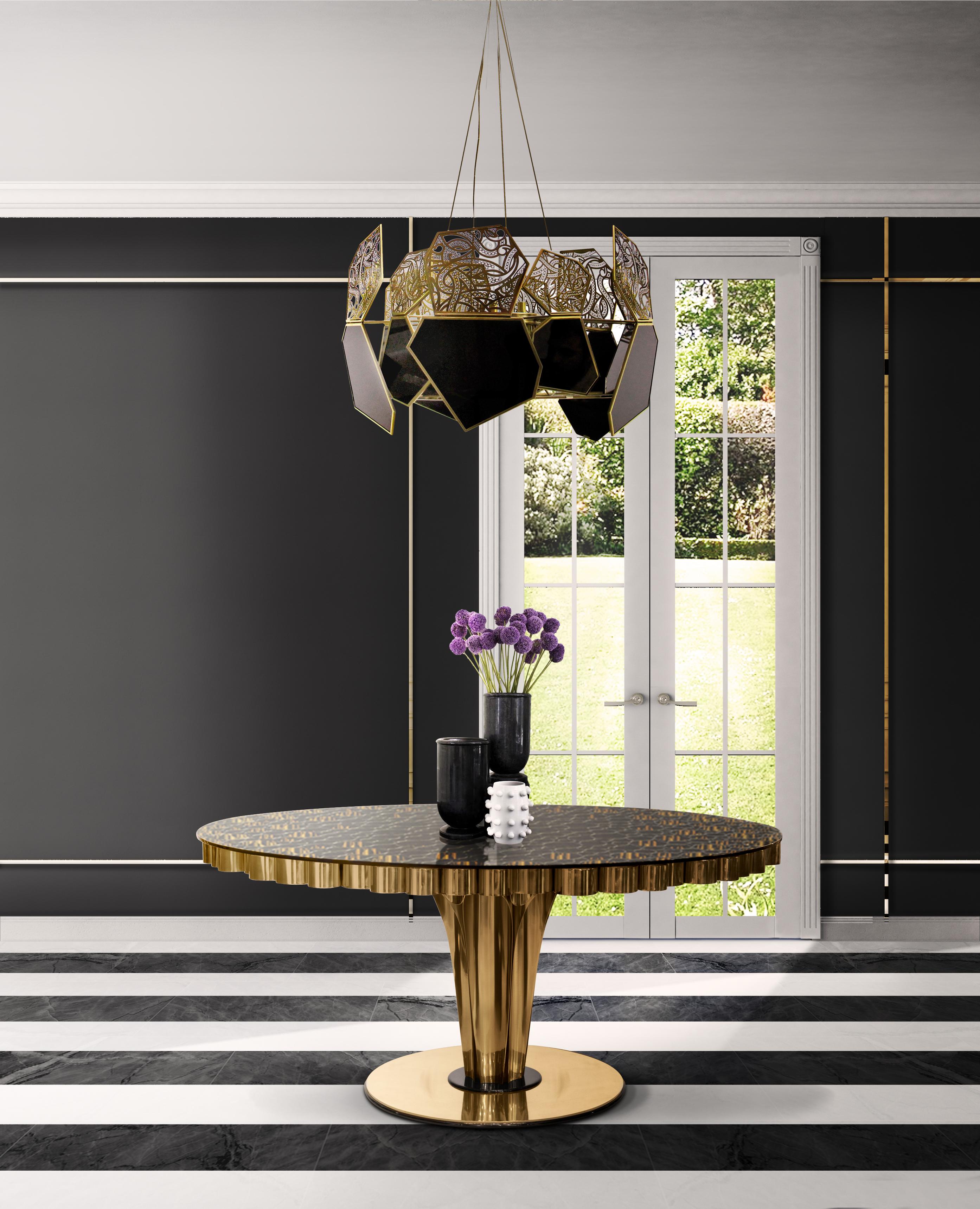 Contemporary Wormley Dining Table in Brass and Clear Glass For Sale