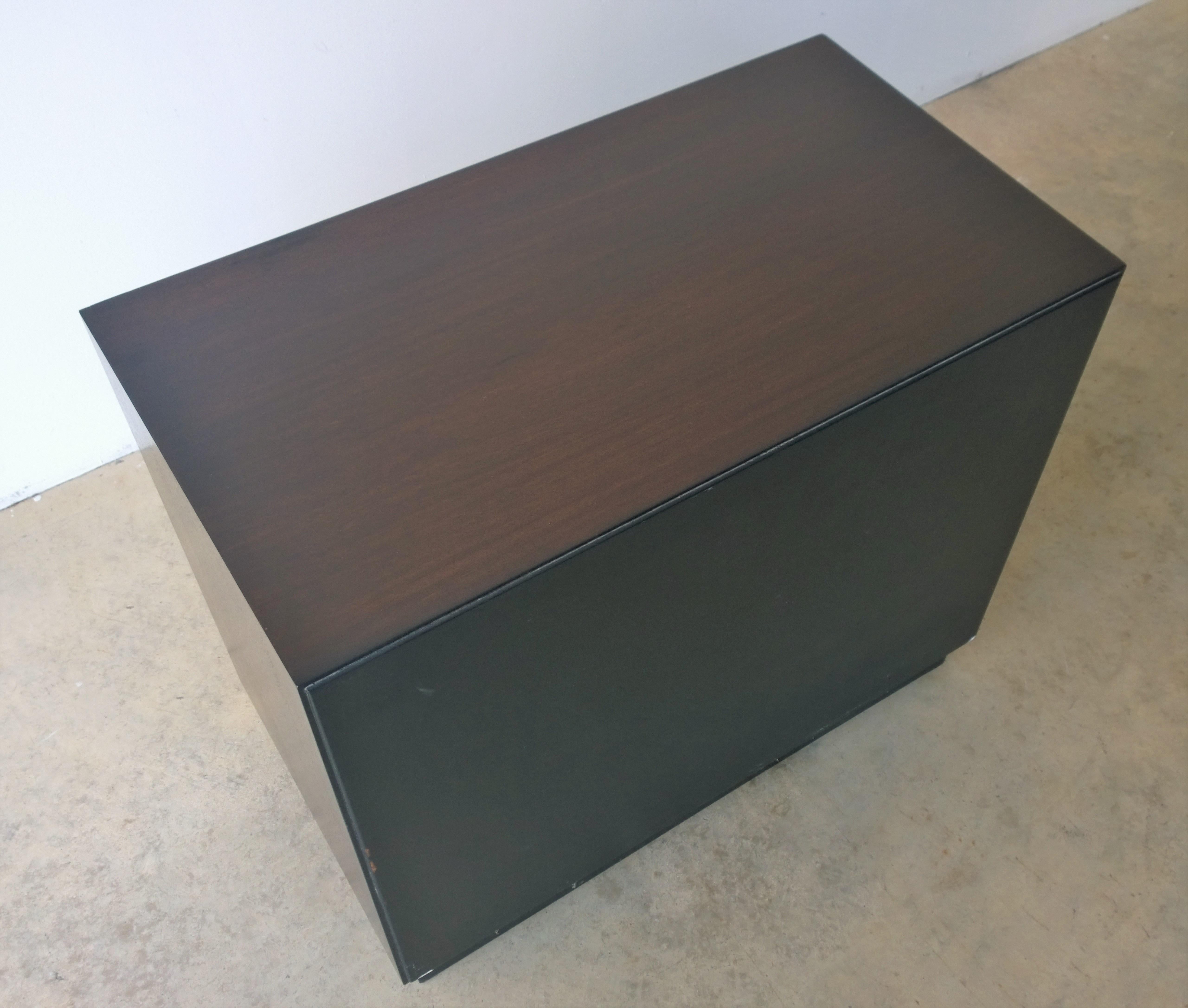 Wormley / Dunbar Black / Brown Frame / Walnut Drawers and Brass Chest of Drawers For Sale 3