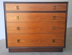 Wormley / Dunbar Black / Brown Frame / Walnut Drawers and Brass Chest of Drawers