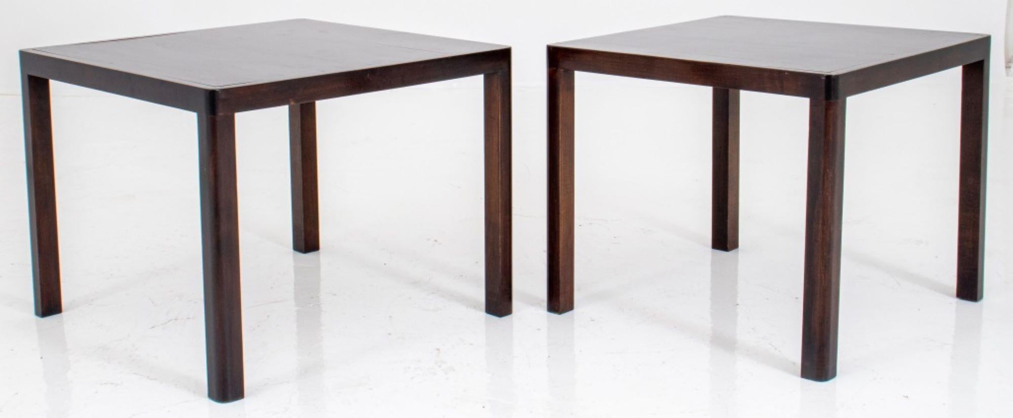 Wormley Manner Modernist Square Mahogany Lamp Tables In Good Condition In New York, NY
