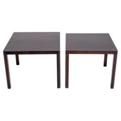 Wormley Manner Modernist Square Mahogany Lamp Tables