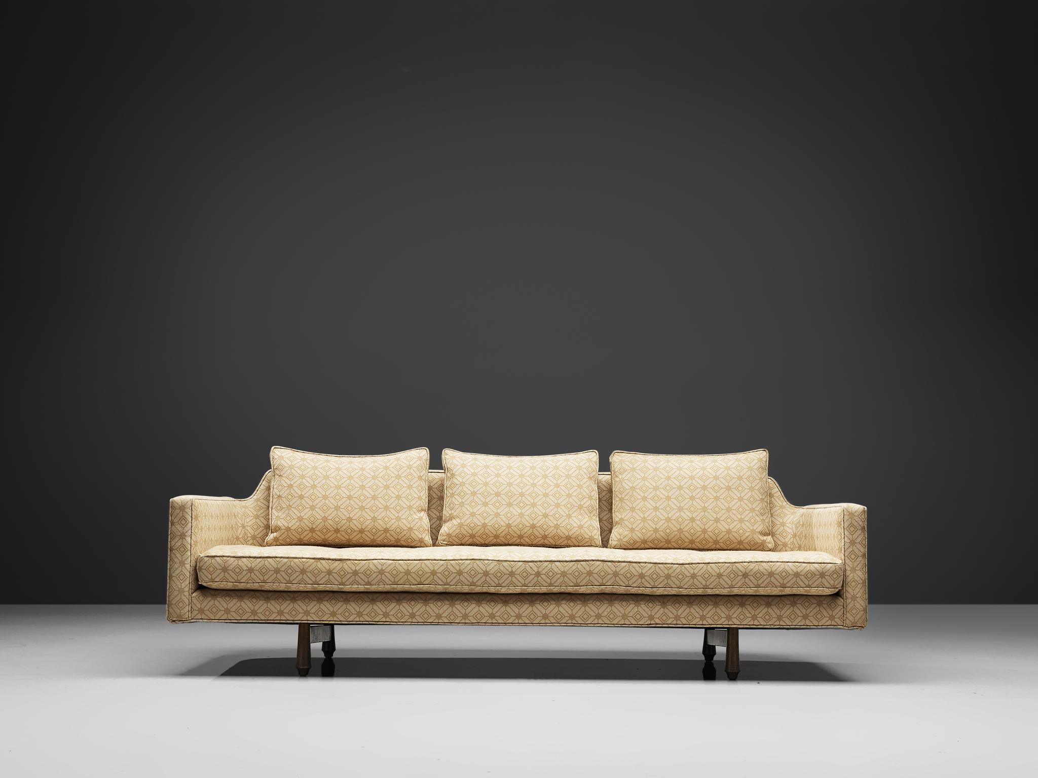 Mid-Century Modern Edward Wormley Sofa Model 495 in Soft Yellow Fabric