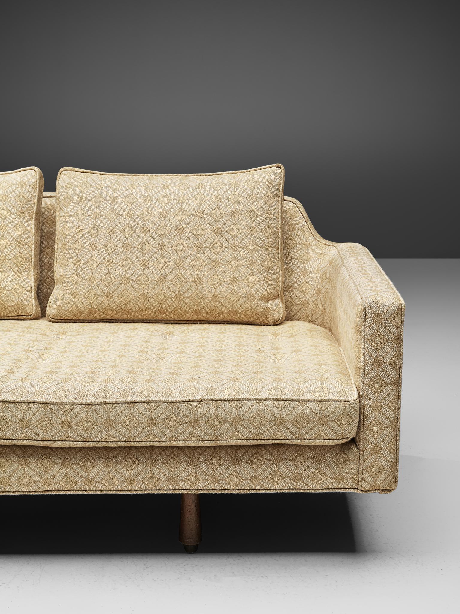 Mid-20th Century Edward Wormley Sofa Model 495 in Soft Yellow Fabric