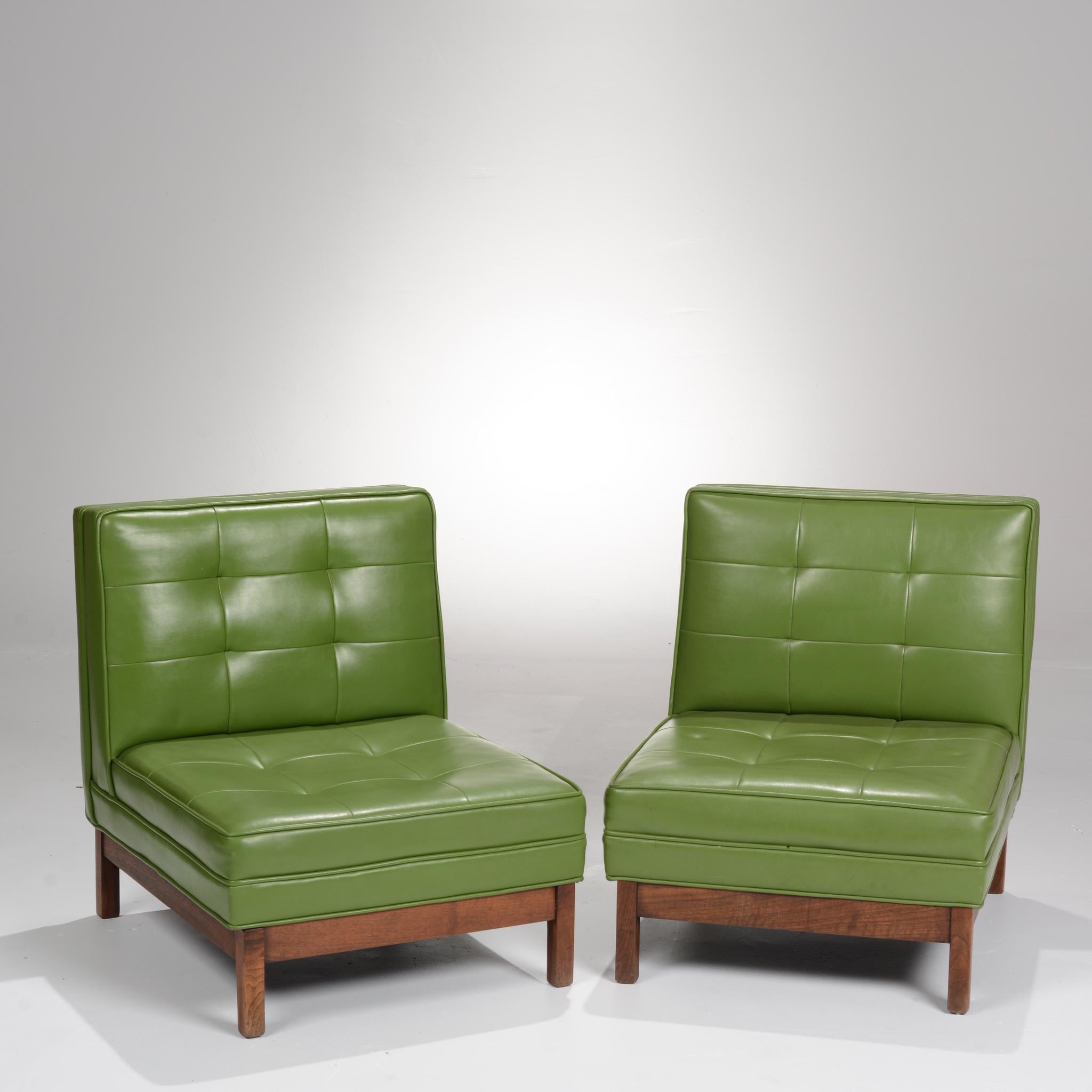 Wormley Style Green Slipper Chairs 3