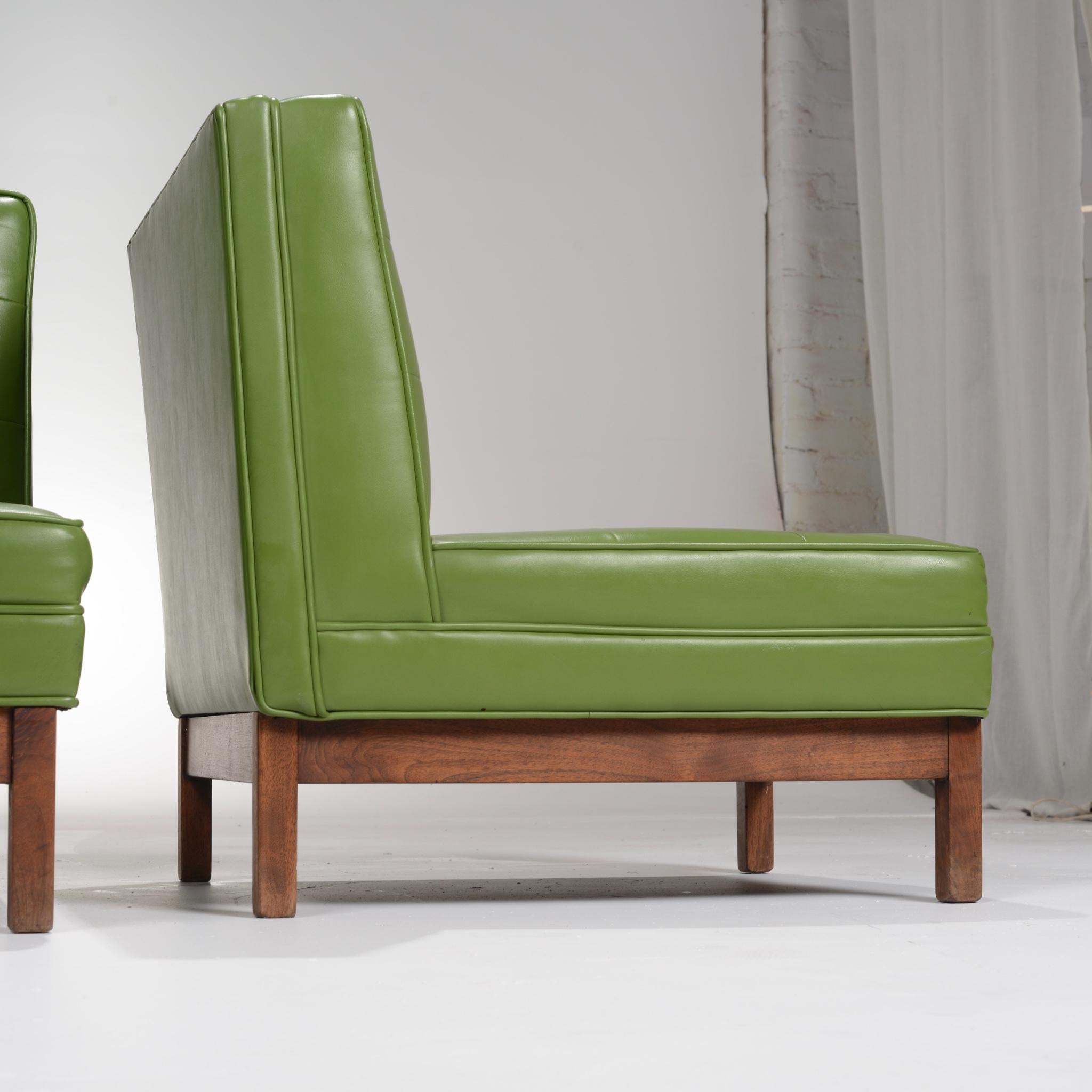 American Wormley Style Green Slipper Chairs