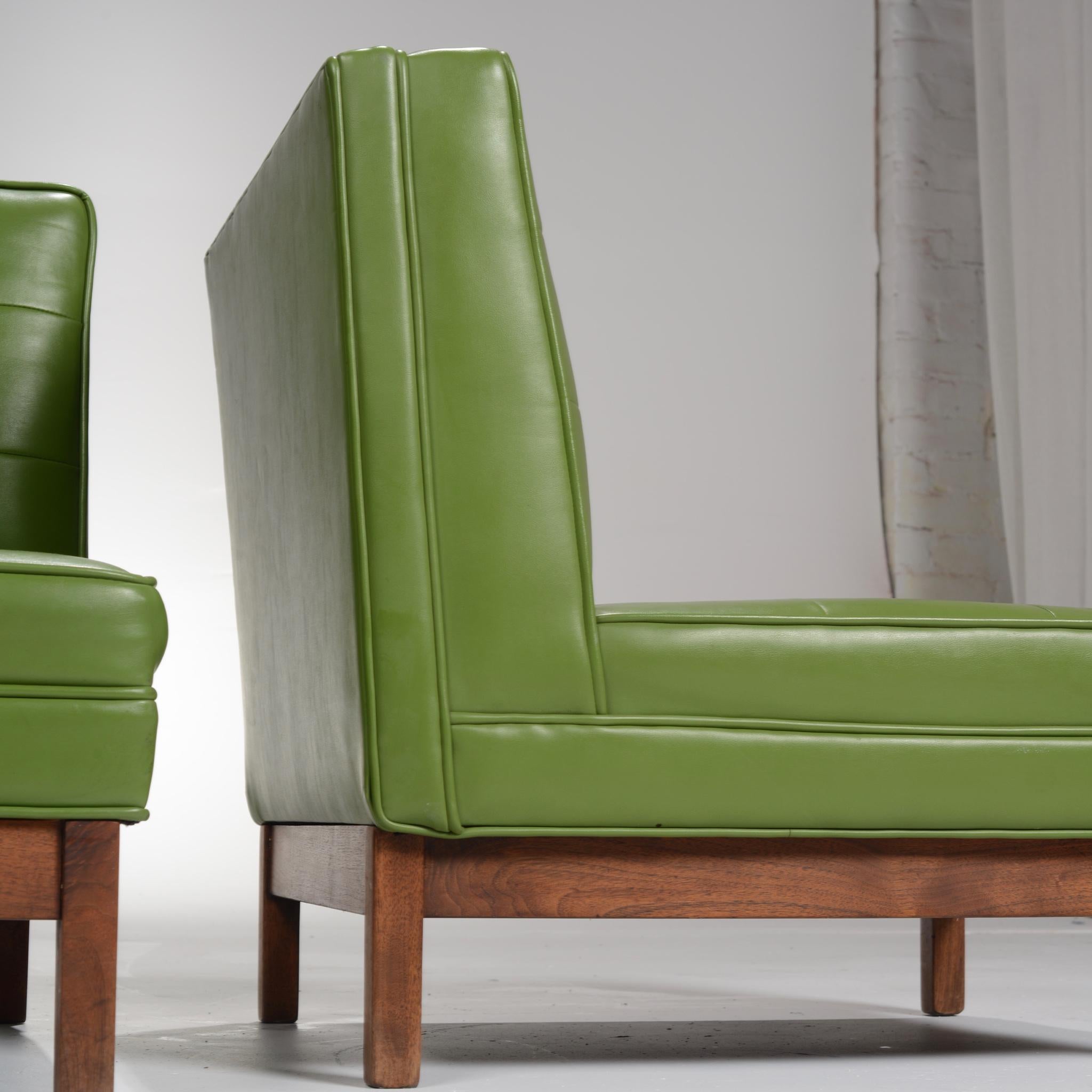 Wormley Style Green Slipper Chairs In Good Condition In Los Angeles, CA