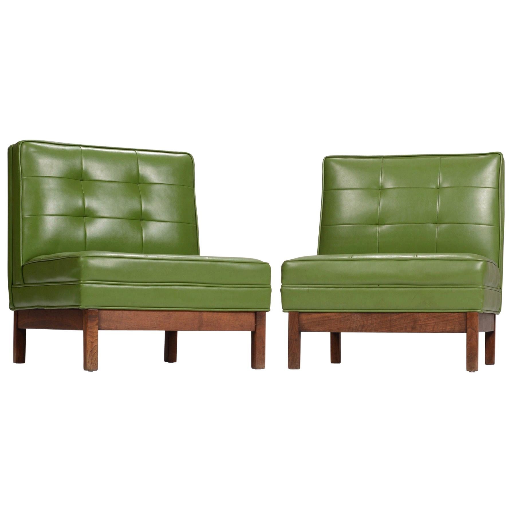 Wormley Style Green Slipper Chairs