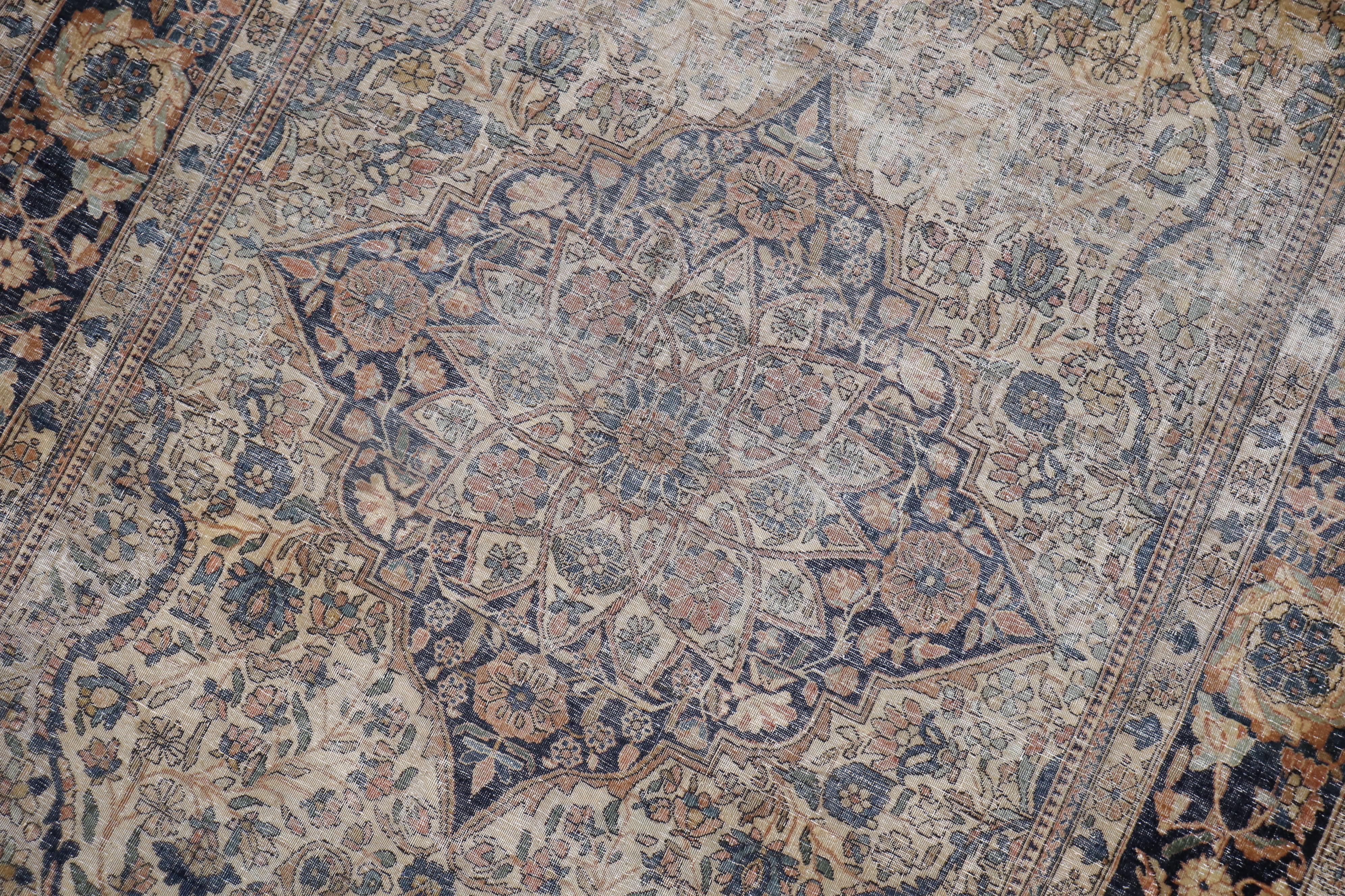 getragener antiker Mohtasham Kashan-Teppich aus dem 19. Jahrhundert im Angebot 2