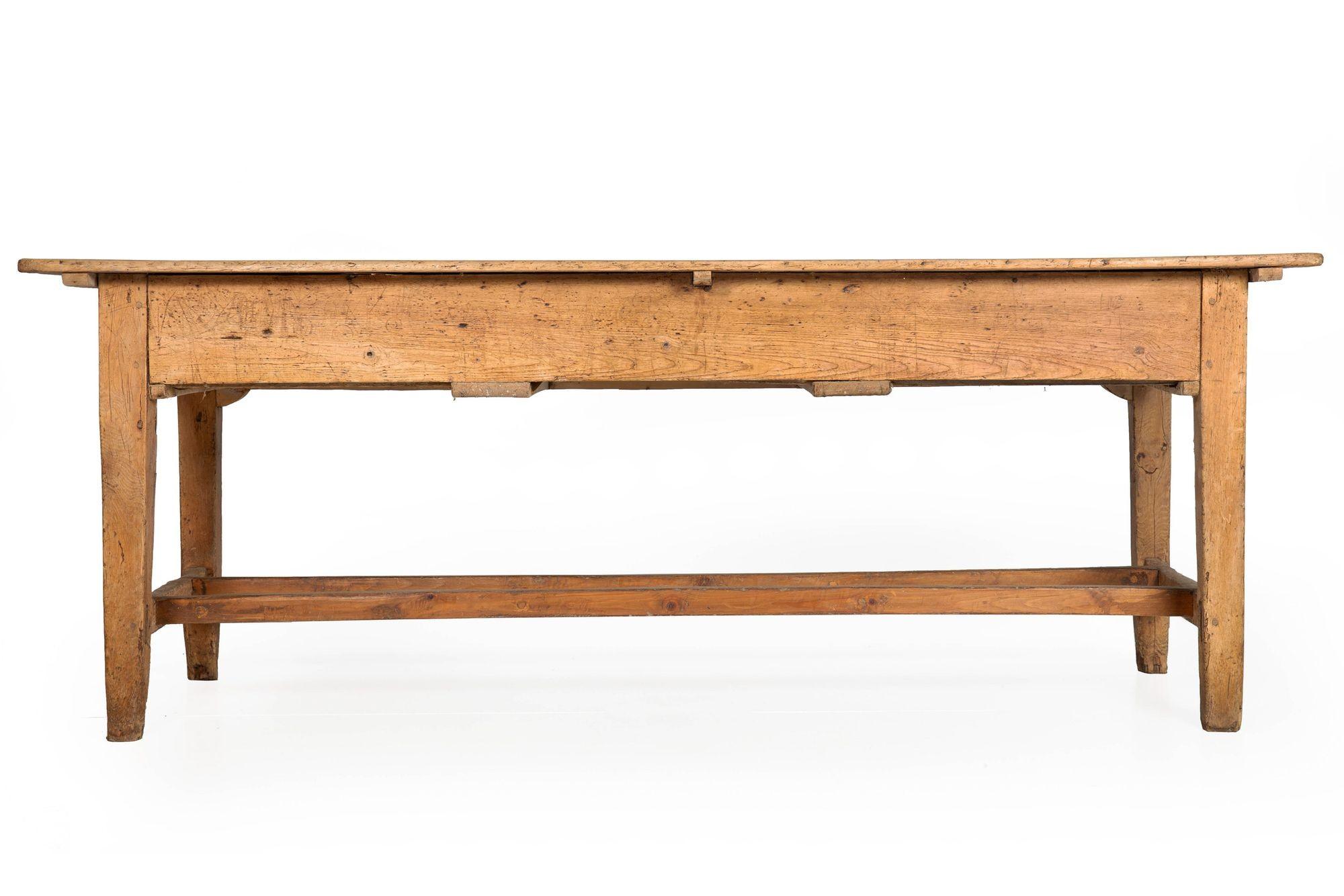 Victorian Worn and Patinated English Antique Pine Tavern Table Desk For Sale