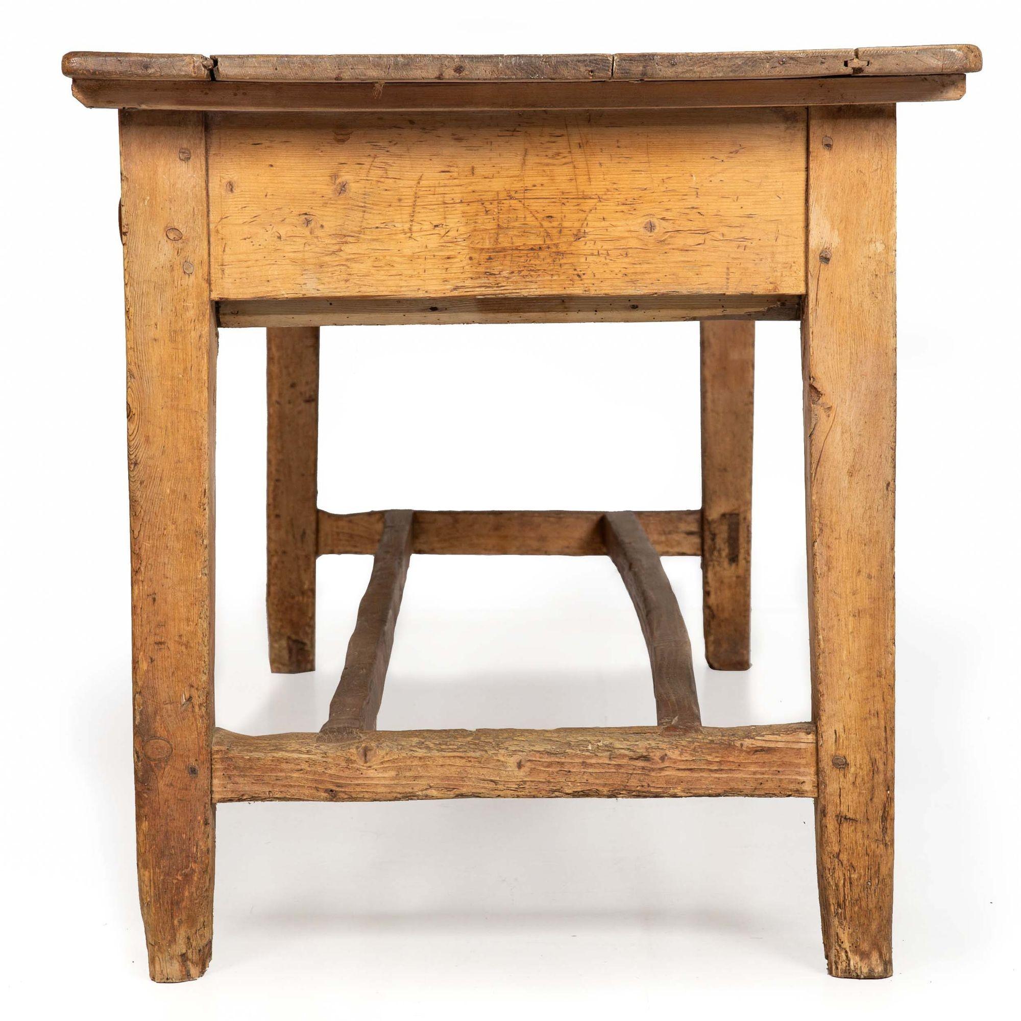 Worn and Patinated English Antique Pine Tavern Table Desk In Good Condition For Sale In Shippensburg, PA