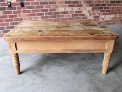 Worn and Weathered Rustic Pine Coffee Table