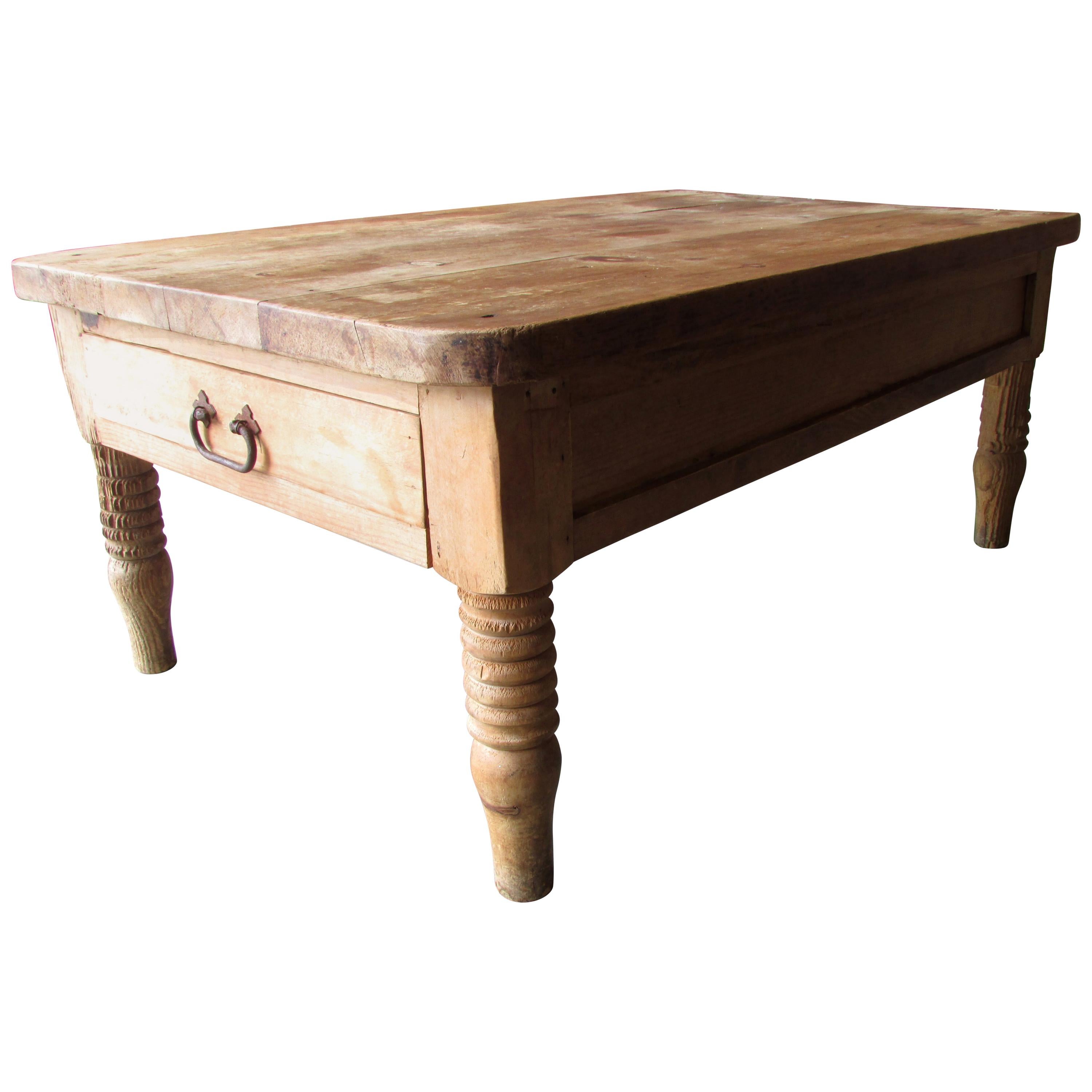 Worn and Weathered Rustic Pine Coffee Table