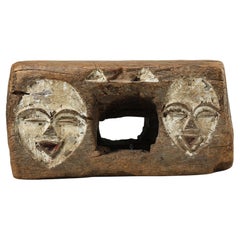 Worn and Weathered Tsogho Short Bench with Faces, Gabon, Africa ex Visser