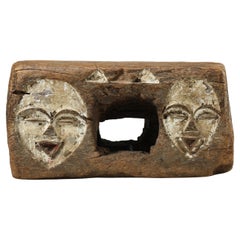 Worn and Weathered Tsogho Short Bench with Faces, Gabon, Africa ex Visser