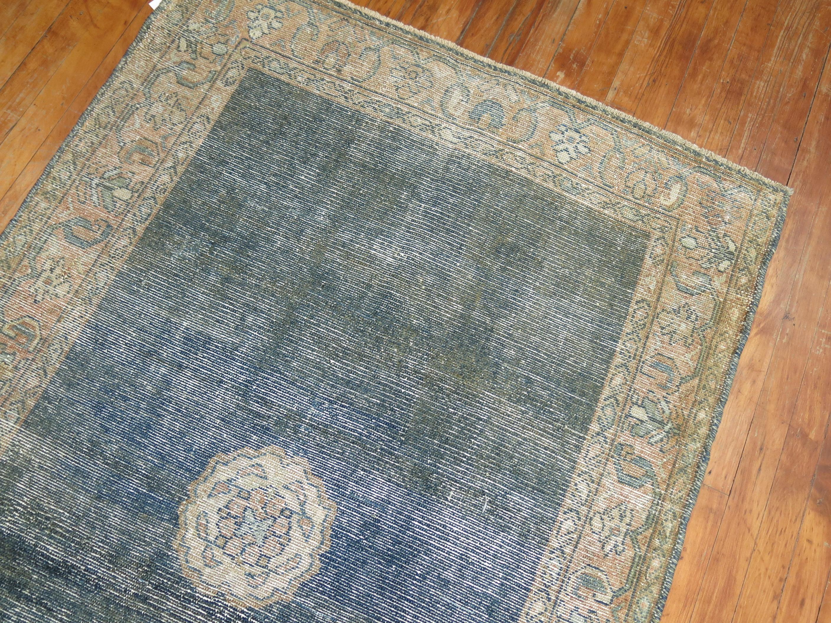 Malayer Worn Blue Antique Persian Runner For Sale