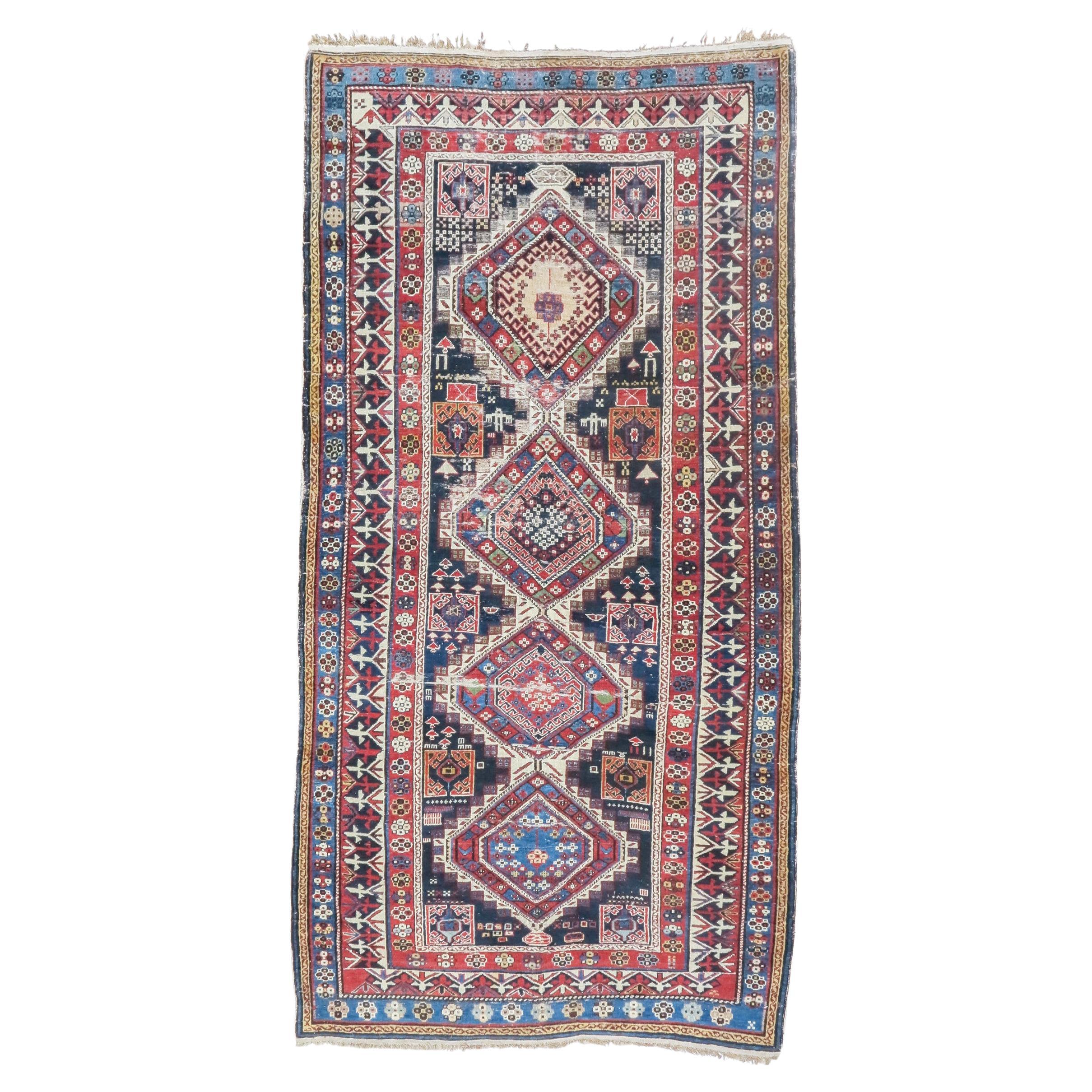 Worn Caucasian Shirvan Rug, 19th Century