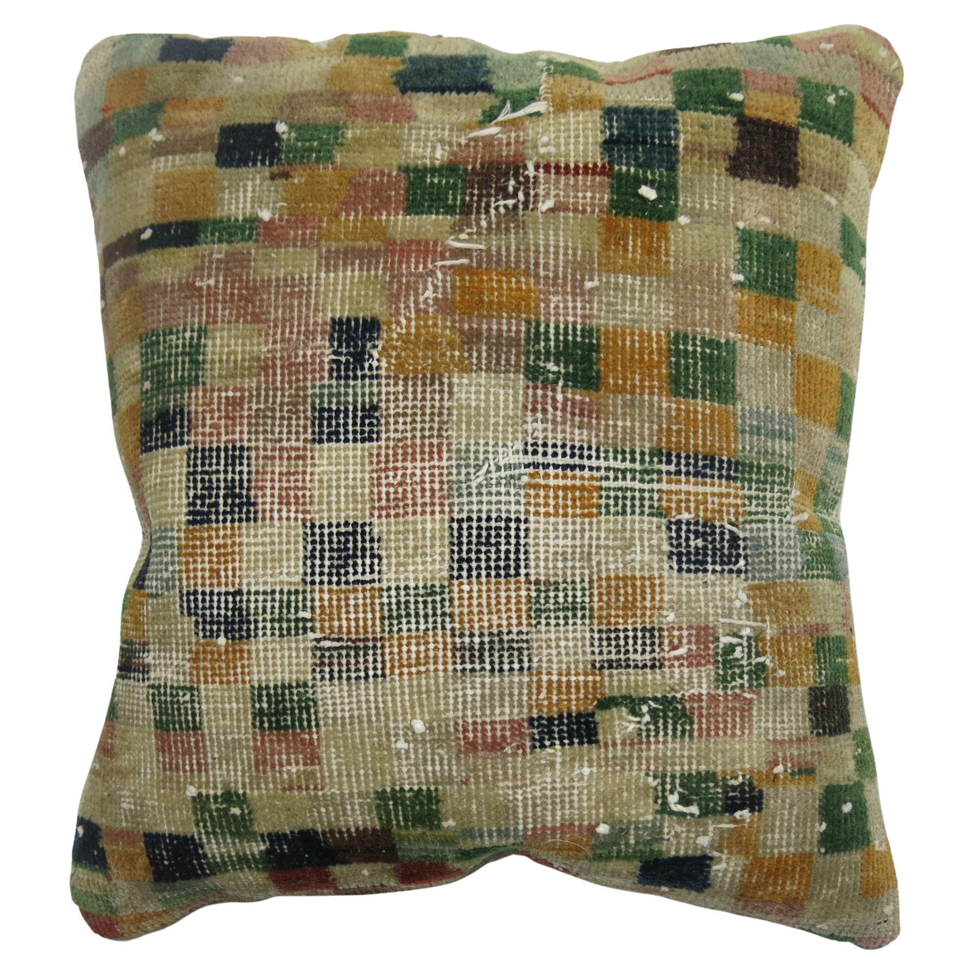 Worn Checkerboard Turkish Deco Pillow