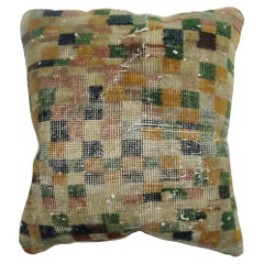 Worn Checkerboard Turkish Deco Pillow