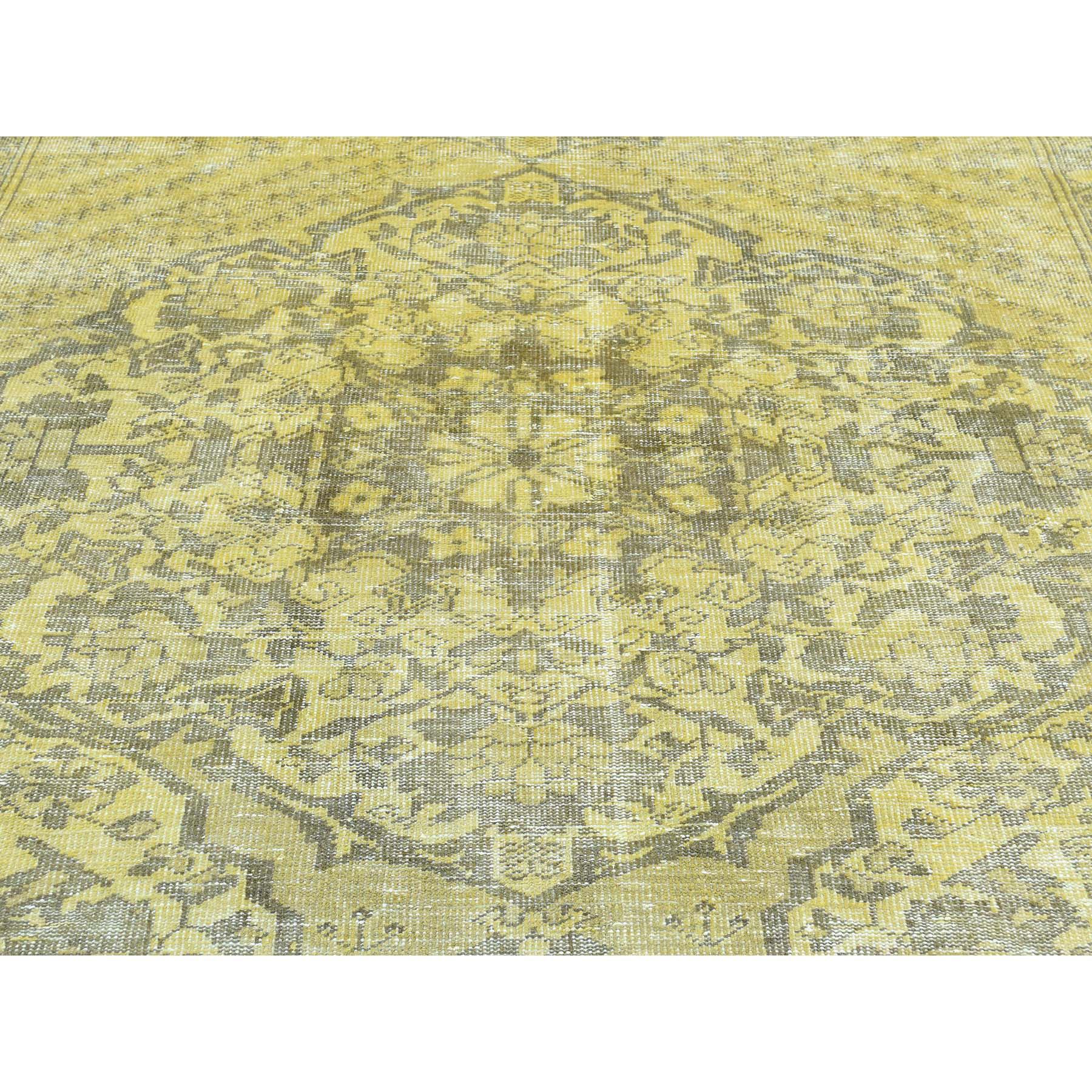 Hand-Knotted Worn Down Overdyed Persian Bakhtiar Vintage Hand Knotted Wool Oriental Rug