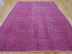 Worn Down Pink Overdyed Persian Tabriz Handmade Oriental Rug