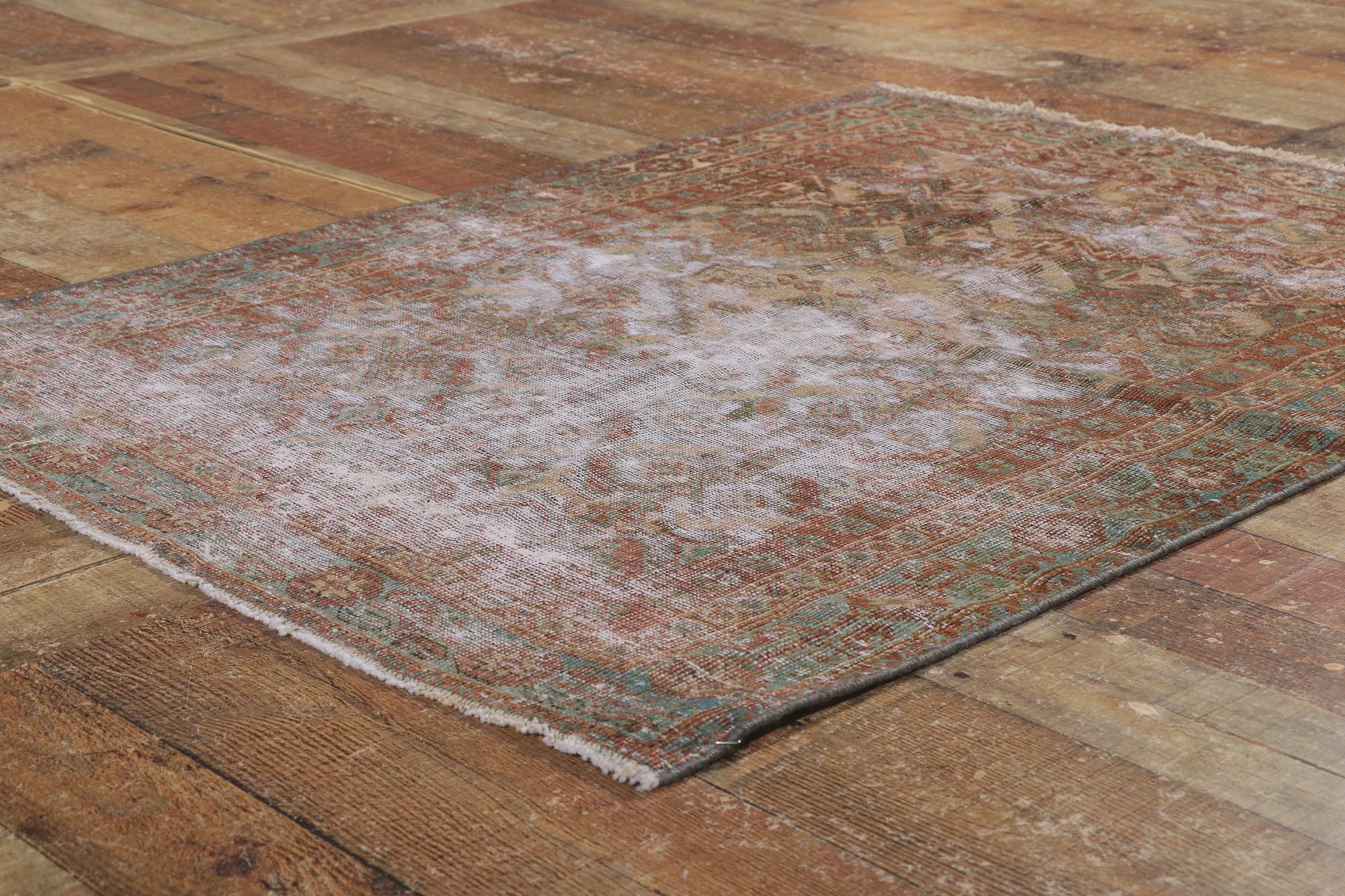 20th Century Worn-In Distressed Antique Persian Mahal Rug For Sale