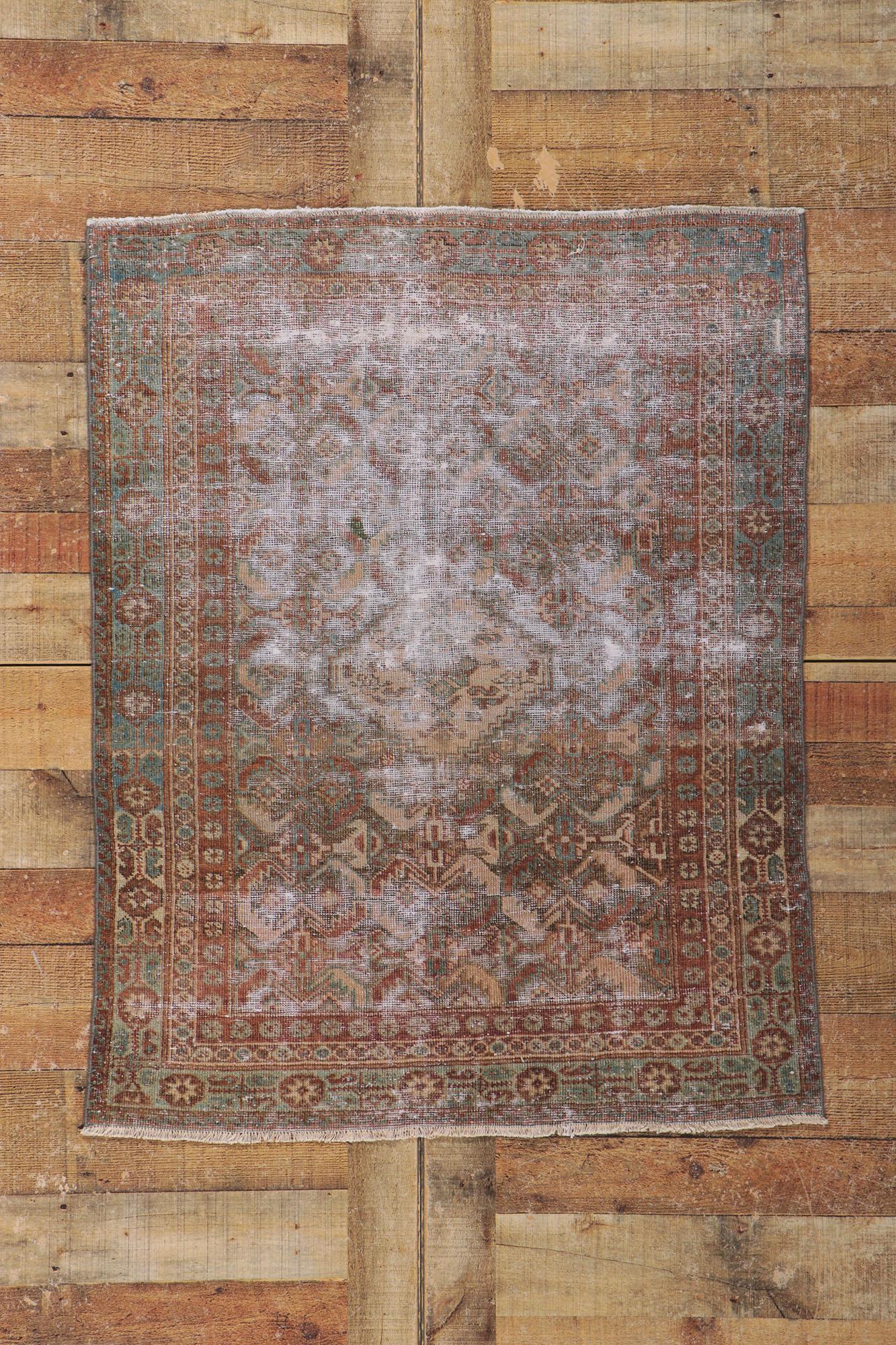 Worn-In Distressed Antique Persian Mahal Rug For Sale 1