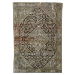 Worn-In Distressed Antique Persian Mahal Rug