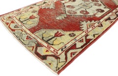 Worn-In Distressed Vintage Turkish Oushak Runner with Rustic Lodge Style