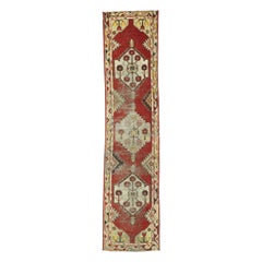 Worn-In Distressed Vintage Turkish Oushak Runner with Rustic Lodge Style