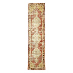 Worn-In Distressed Retro Turkish Oushak Runner with Rustic Lodge Style