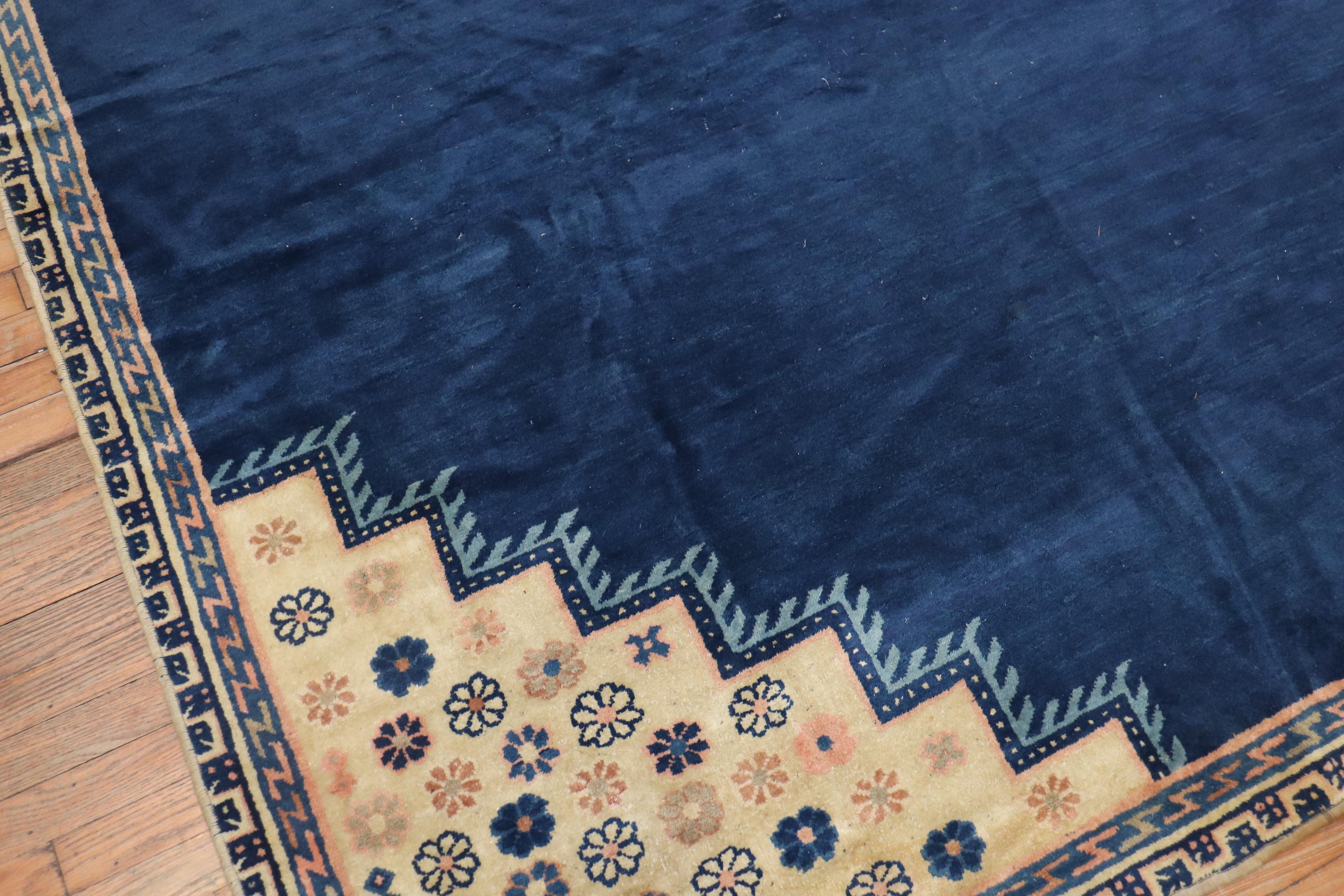 Zabihi Collection Oversize Blue Antique Chinese Rug In Distressed Condition In New York, NY