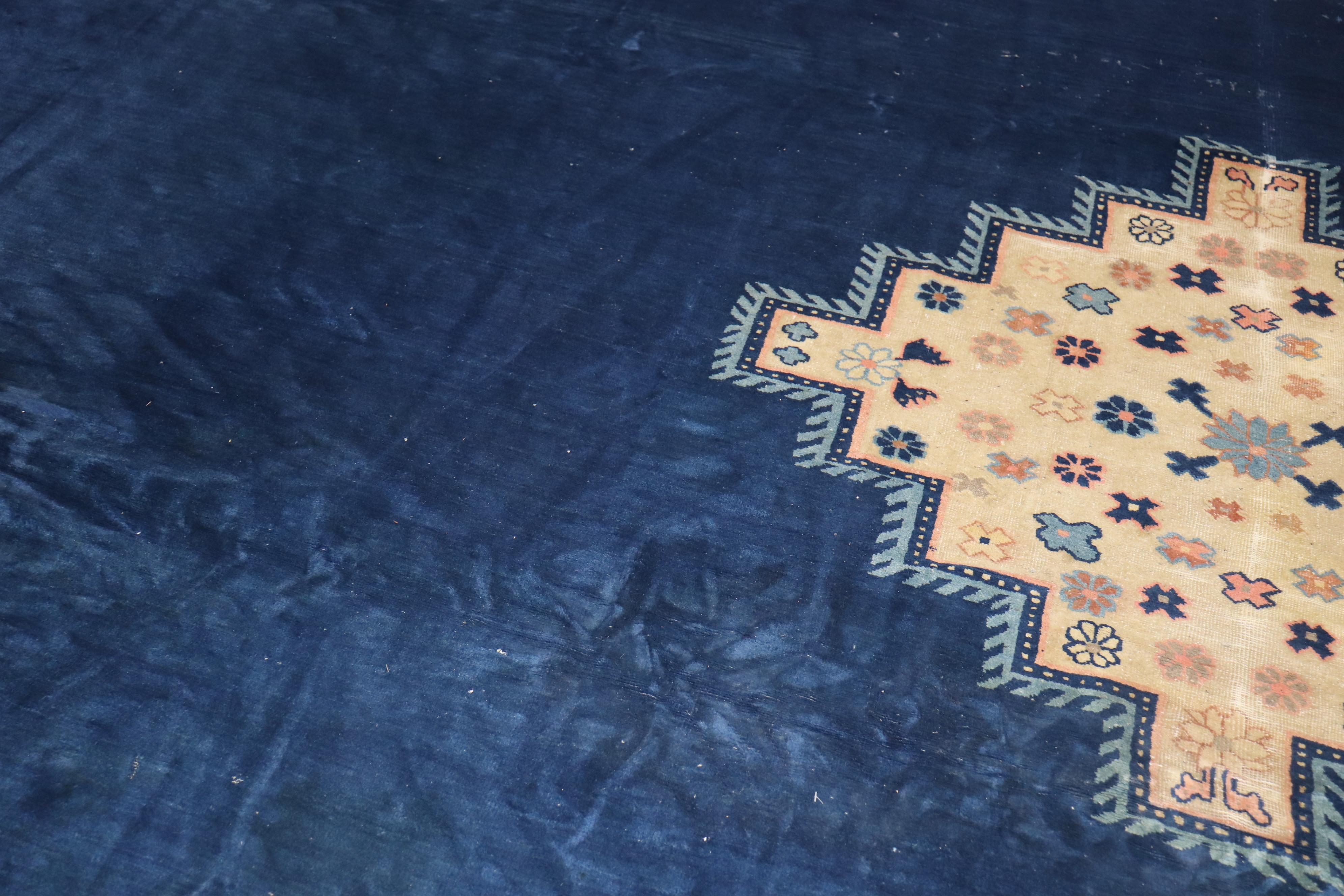 Zabihi Collection Oversize Blue Antique Chinese Rug 2