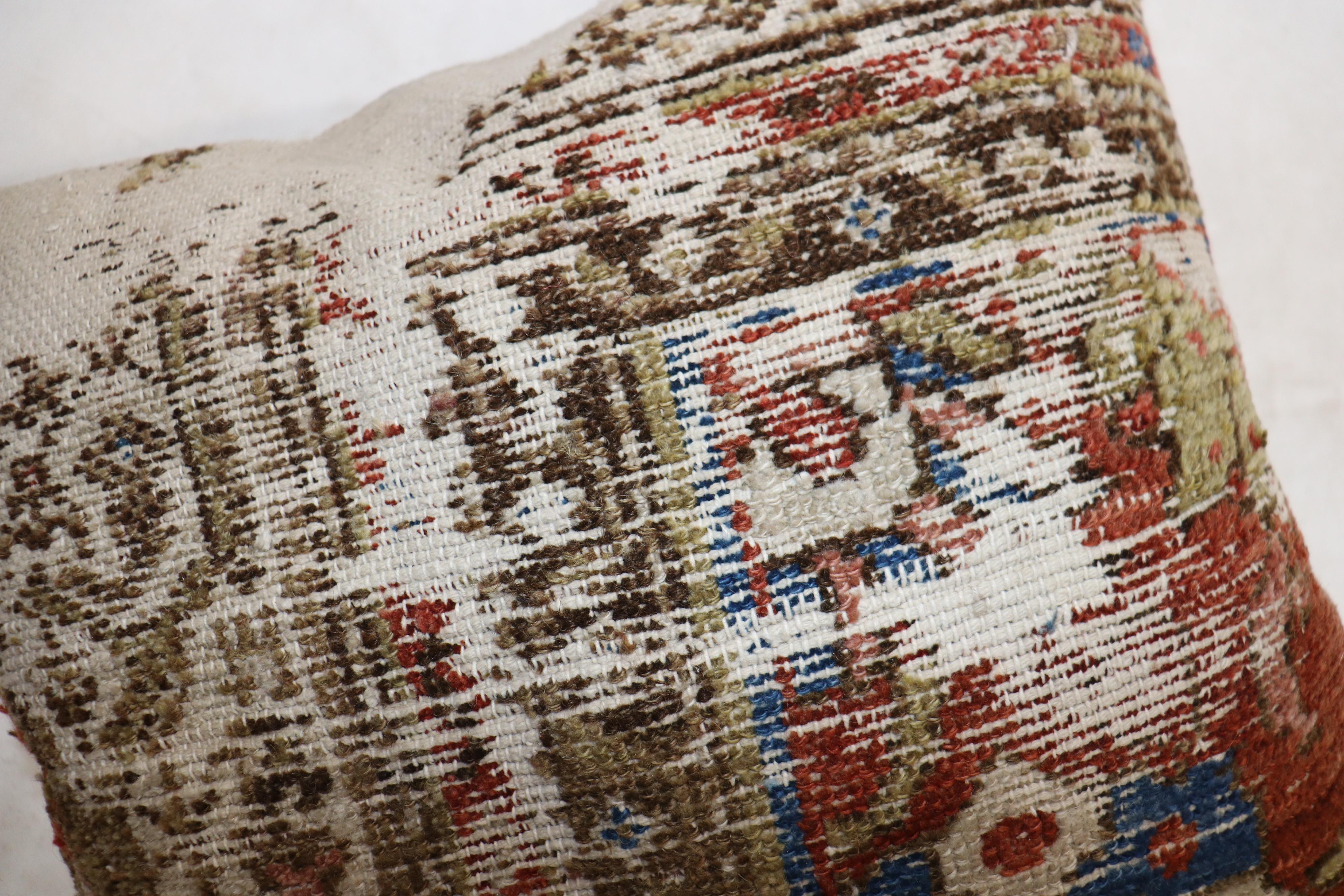 Pillow made from a persian malayer rug from the 20th century. 

Size: 20'' x 20''.