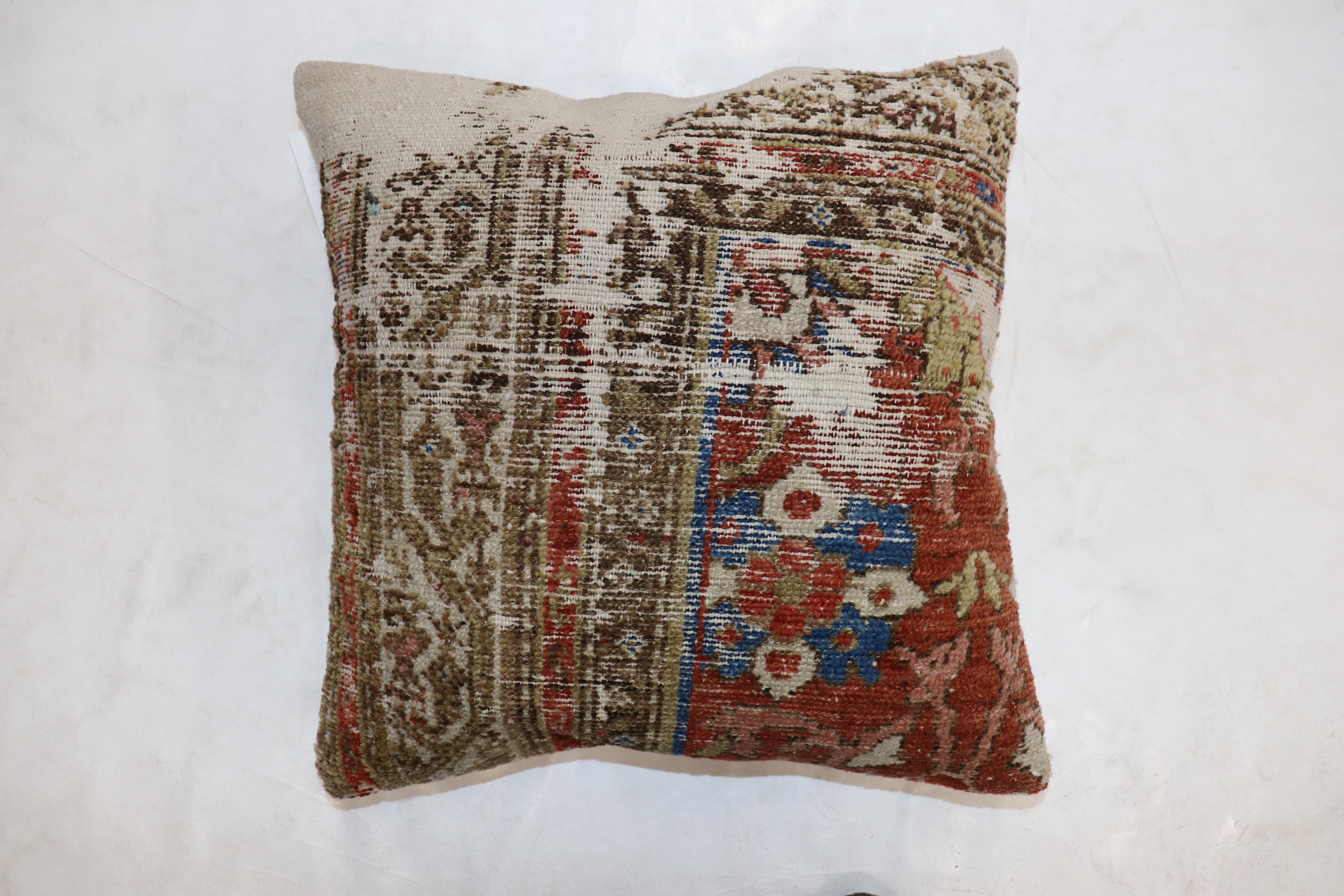 Antique Persian Rug Pillow In Fair Condition For Sale In New York, NY