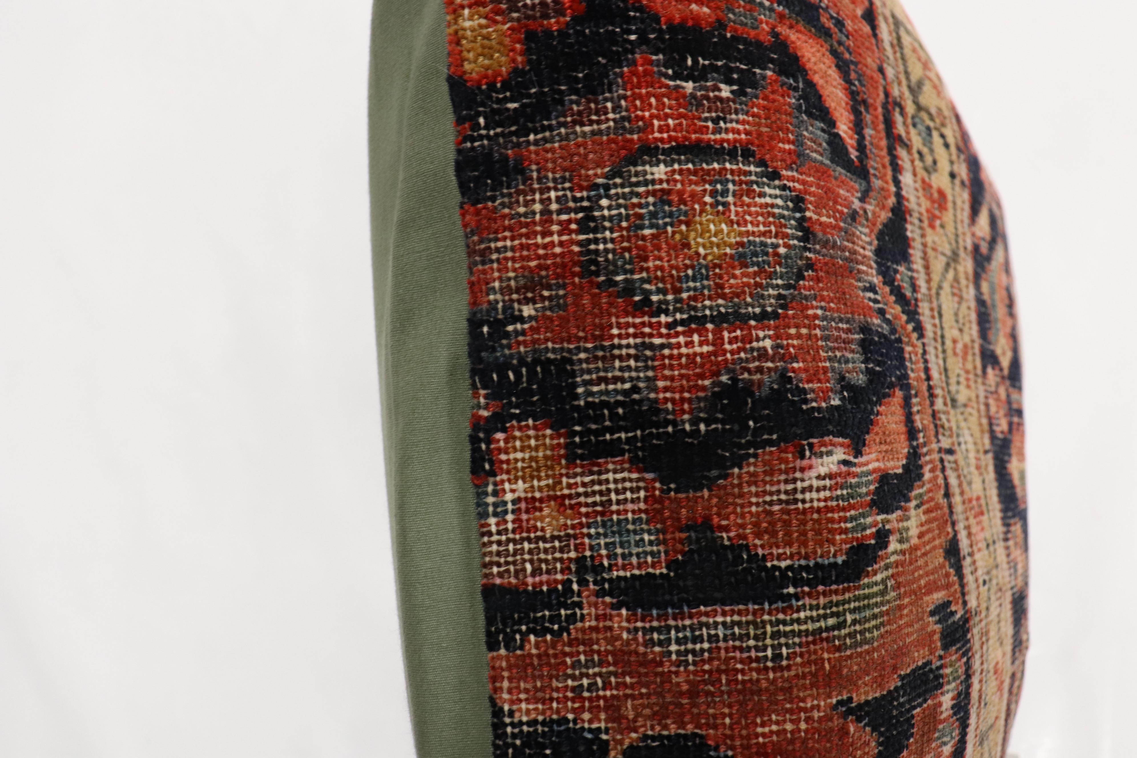 Worn Persian Rustic Rug Pillow In Distressed Condition For Sale In New York, NY