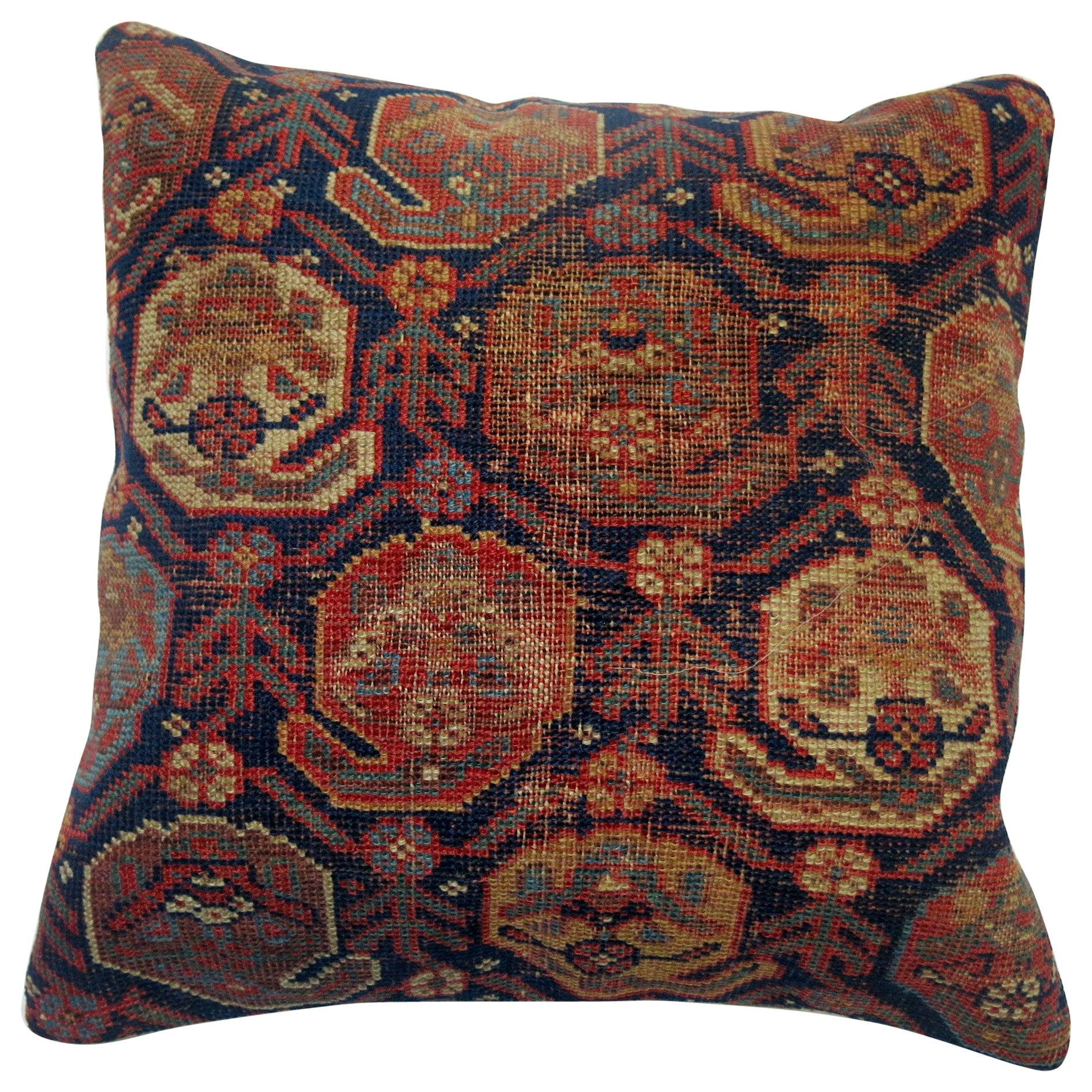 Worn Persian Tribal Square Size Rug Pillow