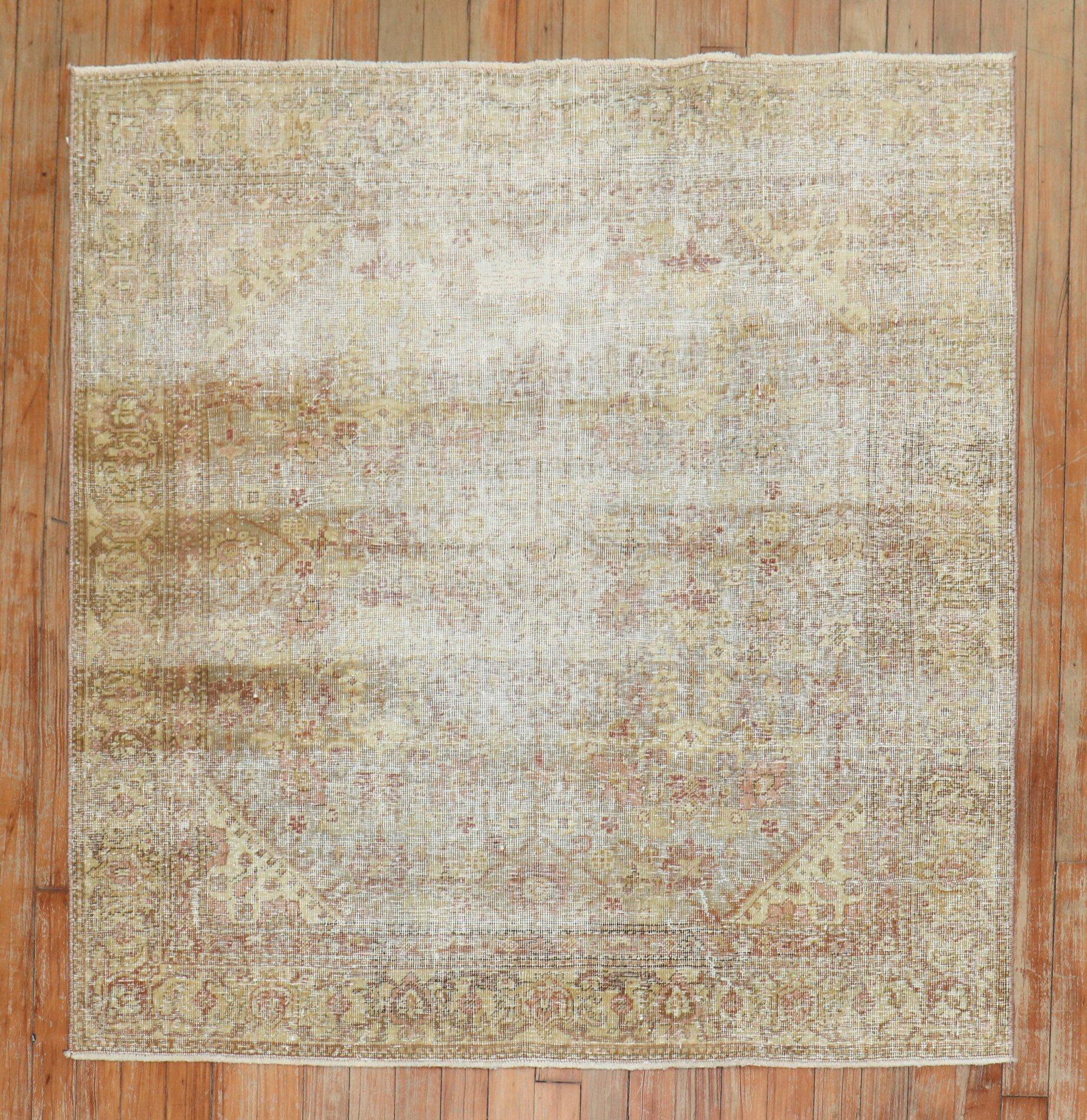 Near 4-foot square distressed early 20th century North Indian rug

Measures: 3'10' x 3'11''.