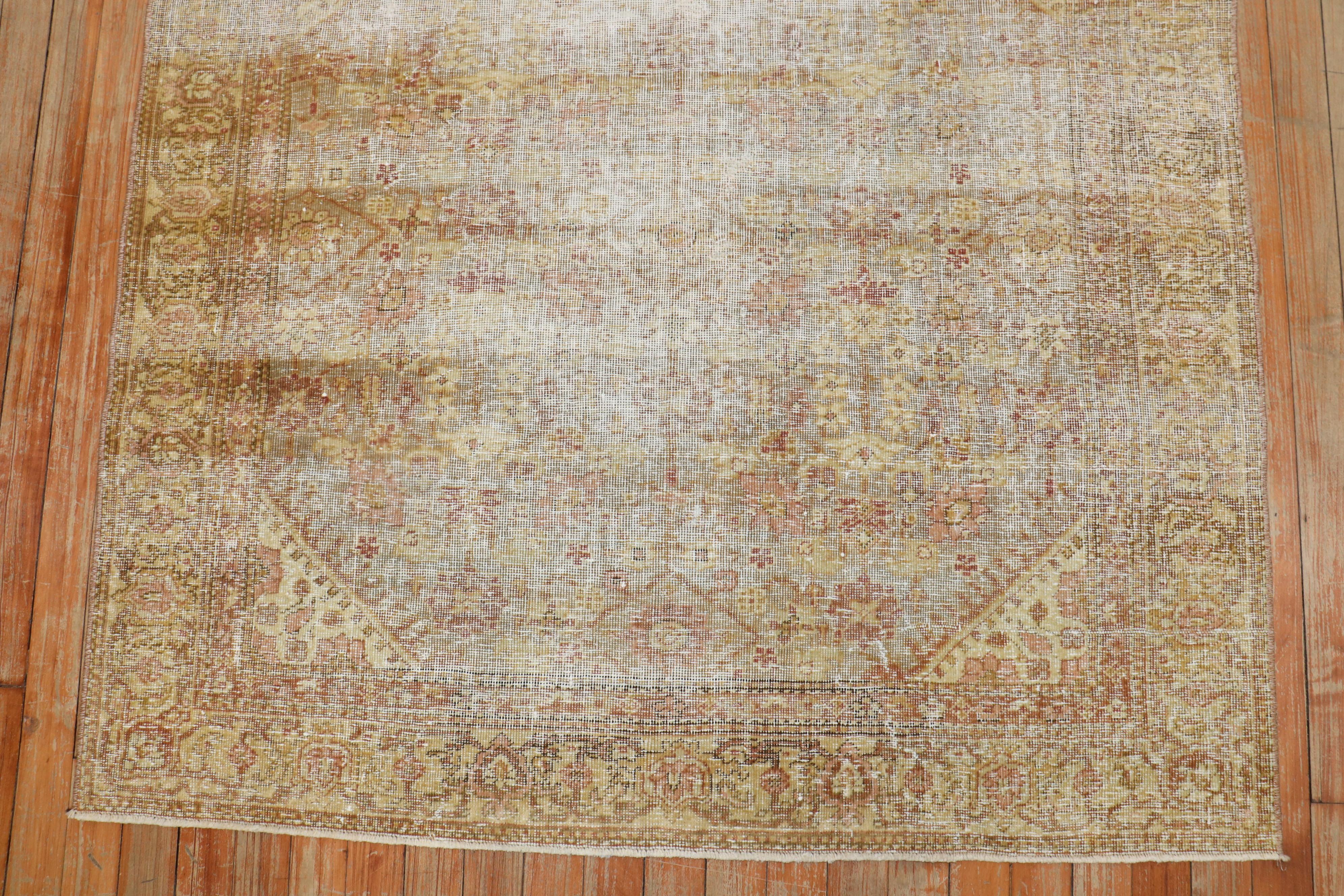 Spanish Colonial Worn Square Antique Indian Rug For Sale