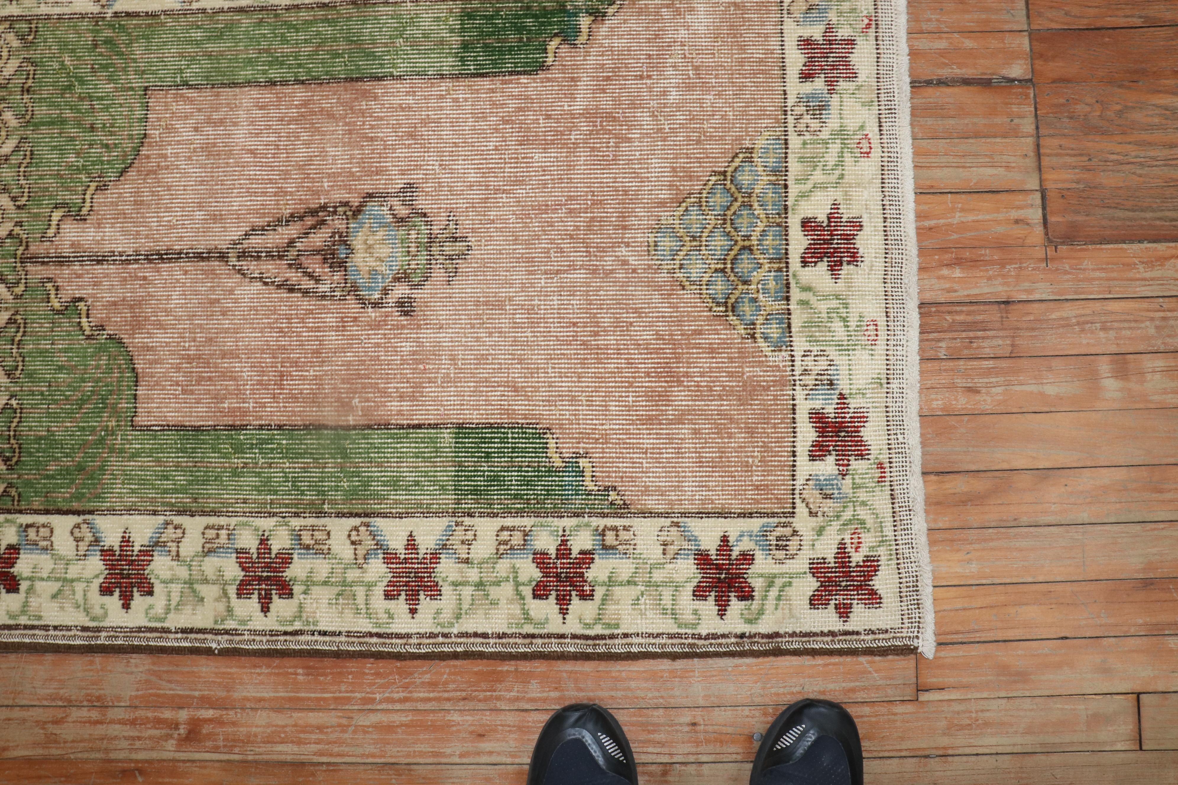 Hand-Knotted Worn Turkish Prayer Rug For Sale