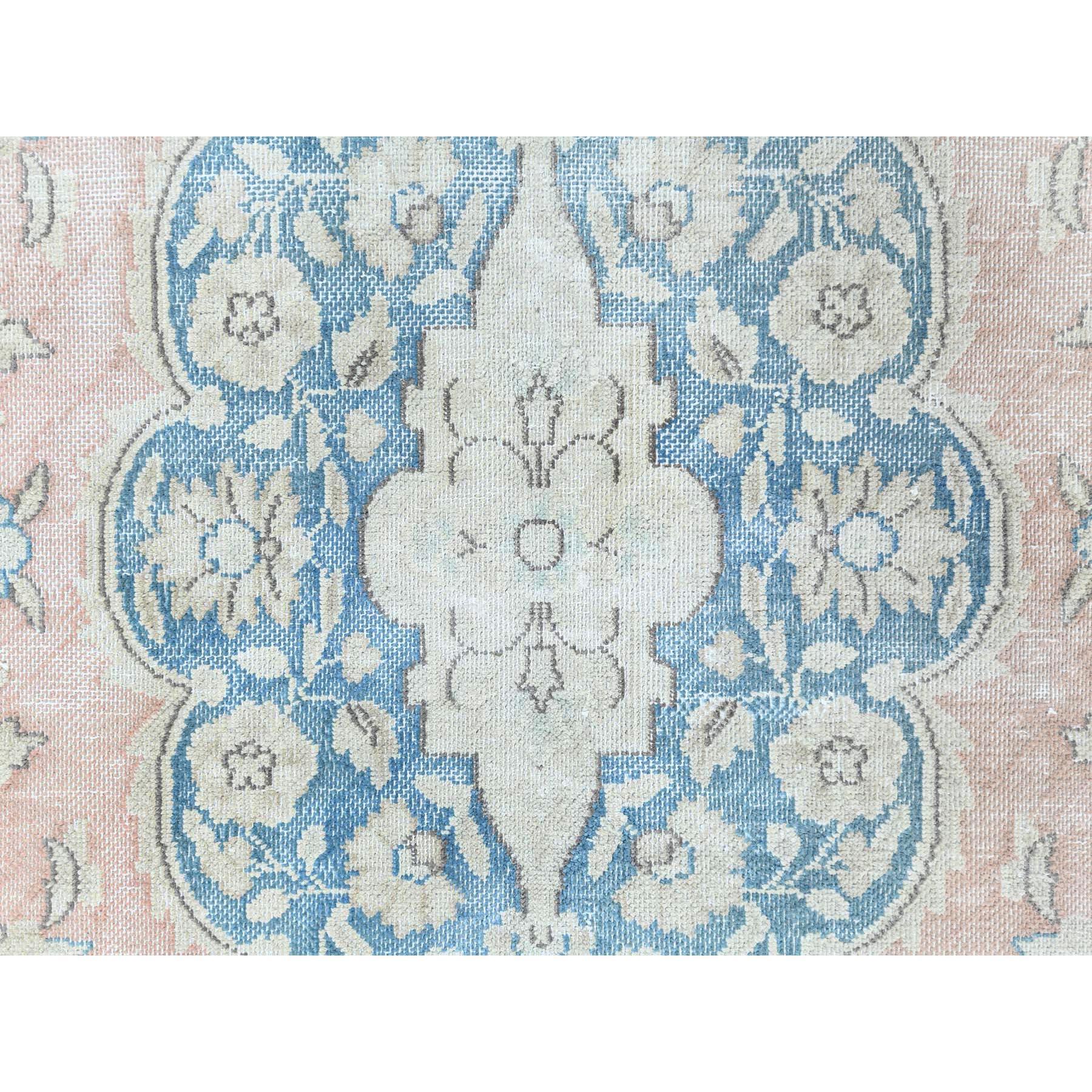 Lana Desgastada, Recortada Fina, Anudada a Mano, Rojo Desteñido, Alfombra Persa Kerman Vintage en venta 2