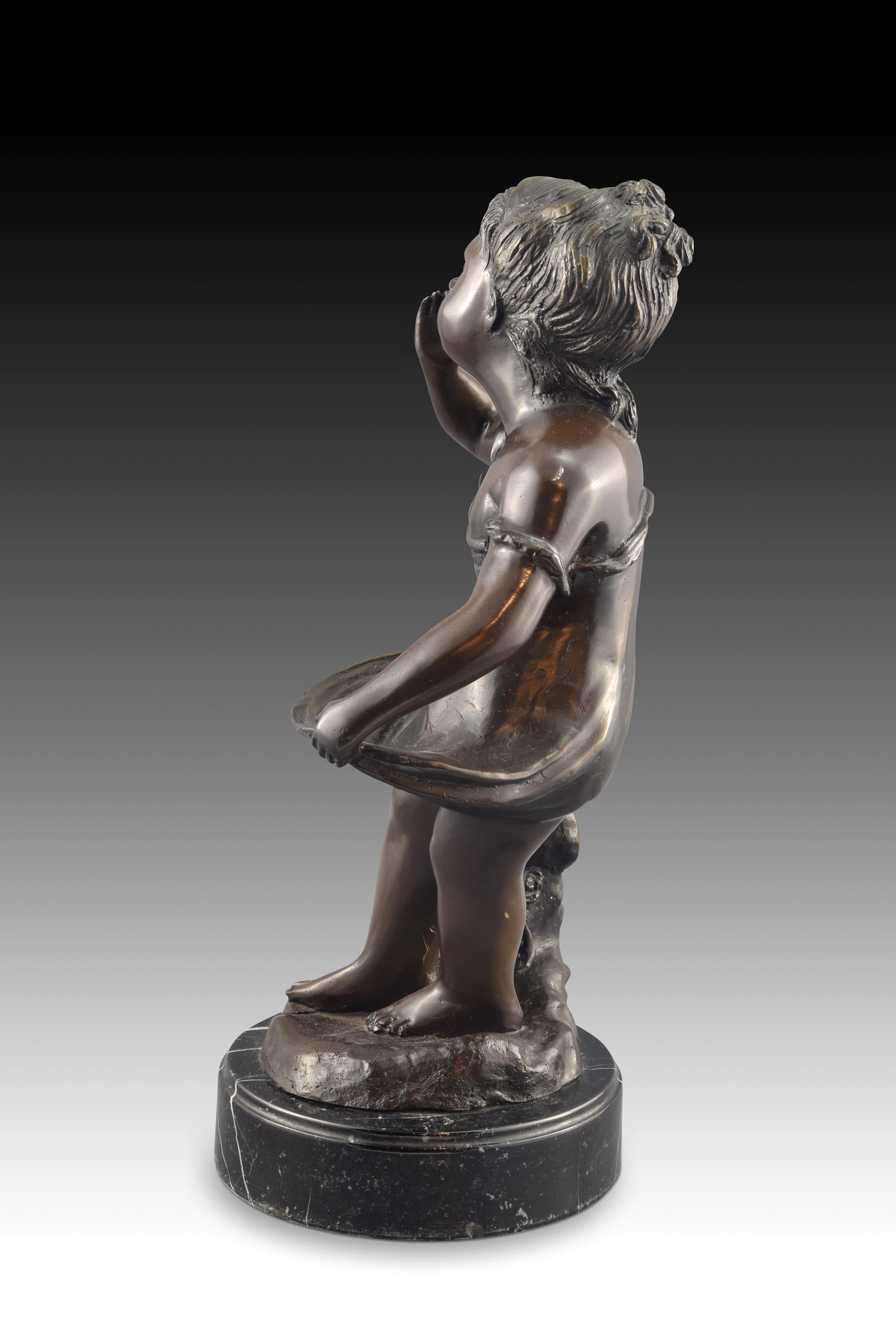 European Worried Child, Bronze, Marble For Sale