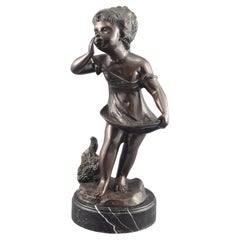 Vintage Worried Child, Bronze, Marble