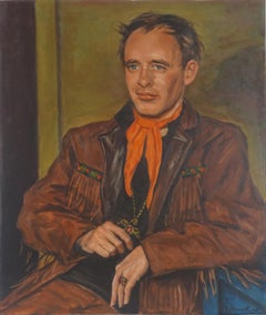 Pittura ad olio originale della metà del secolo scorso -  Jack Nicholson "Ride the Whirlwind" (Cavalca il vento)
